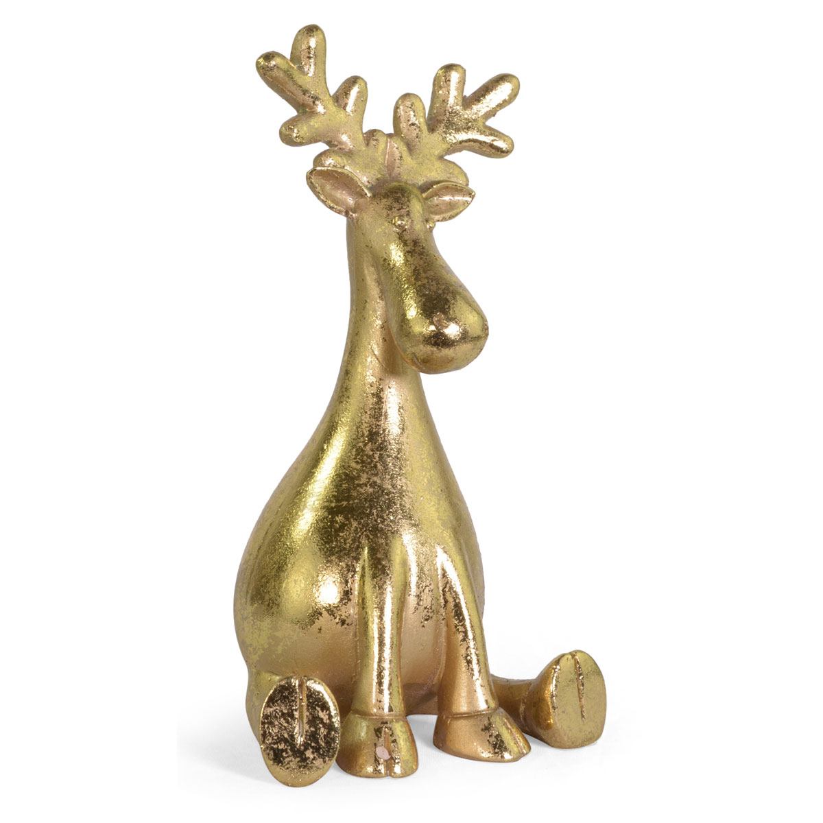 Hirsch Harry sitzend Poly 8 x 7,5 x 13 cm gold