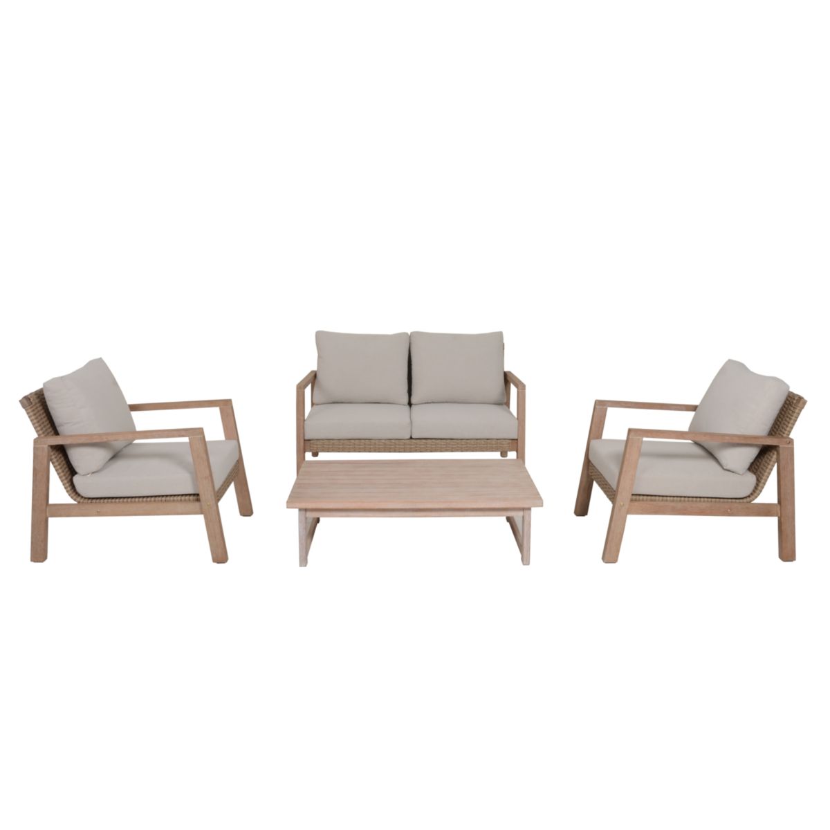 Garden Pleasure Lounge-Set SAN MATEO, 4-teilig, Eukalyptus,Geflecht,Polyester100% Bild 2