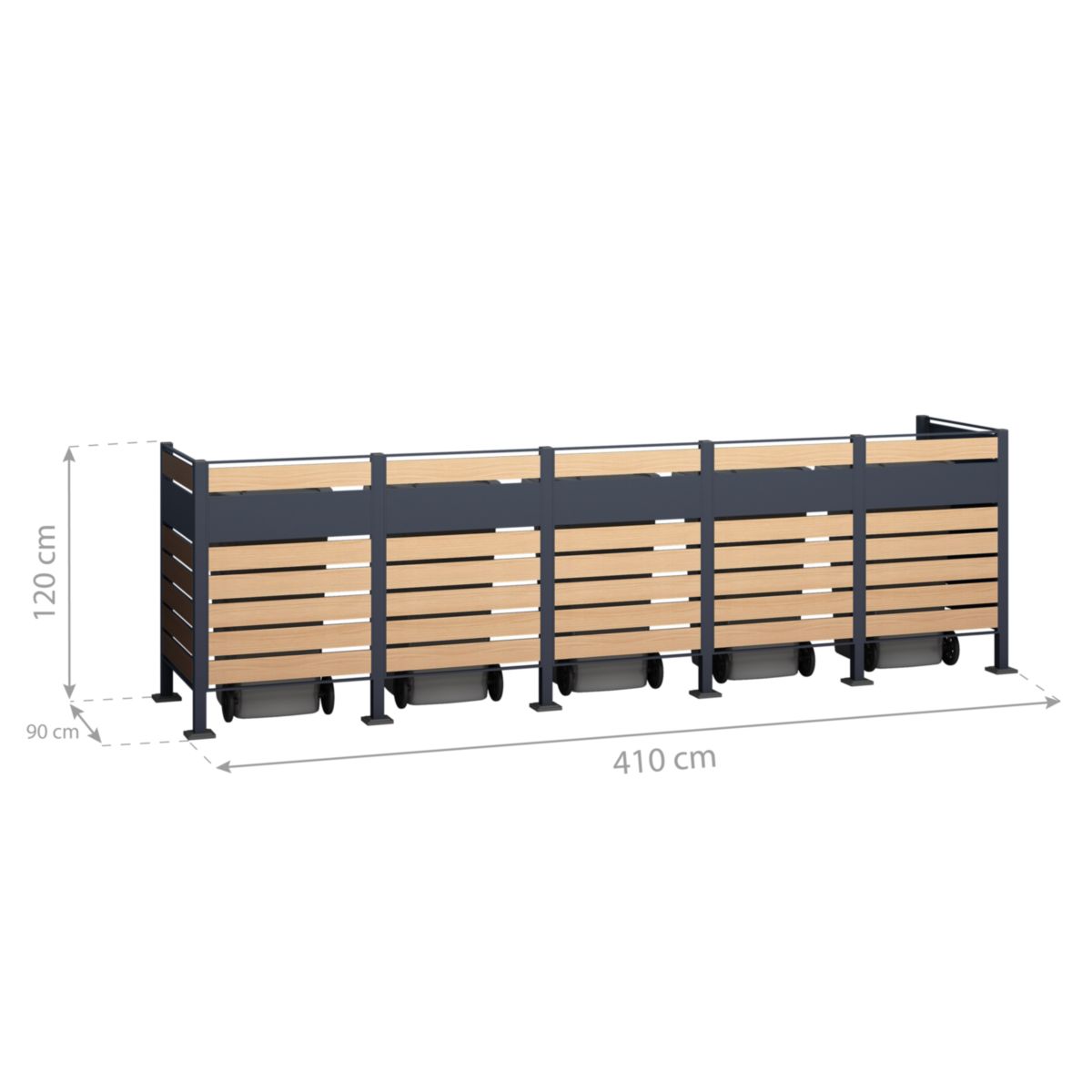Westmann Mülltonnenverkleidung Planum 5x 240 L 1er Box 90x410x120 cm Bild 11