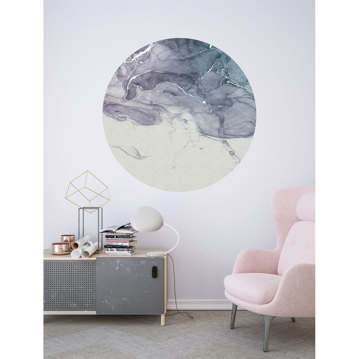 Komar  Selbstklebende Vlies Fototapete rund Fabled INK Durchmesser 125 cm