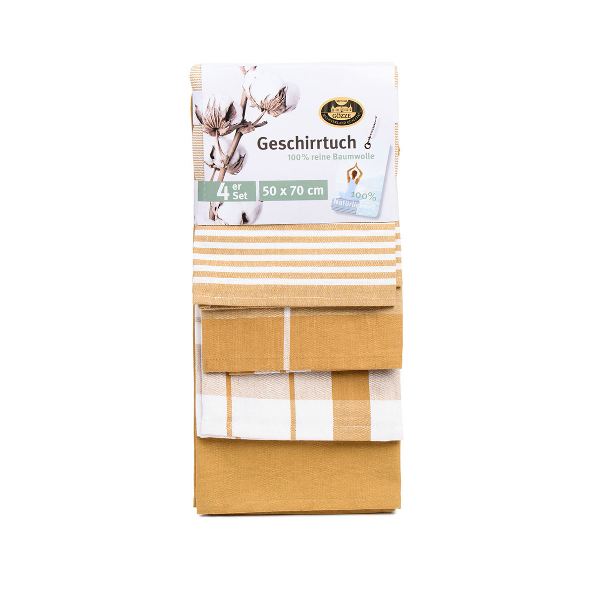Gözze Geschirrtücher 100% Baumwolle 4er Pack 50x70cm senf