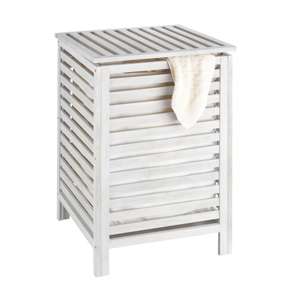 Wenko  Wäschetruhe Norway Weiß aus Walnussholz massiv Bild 1