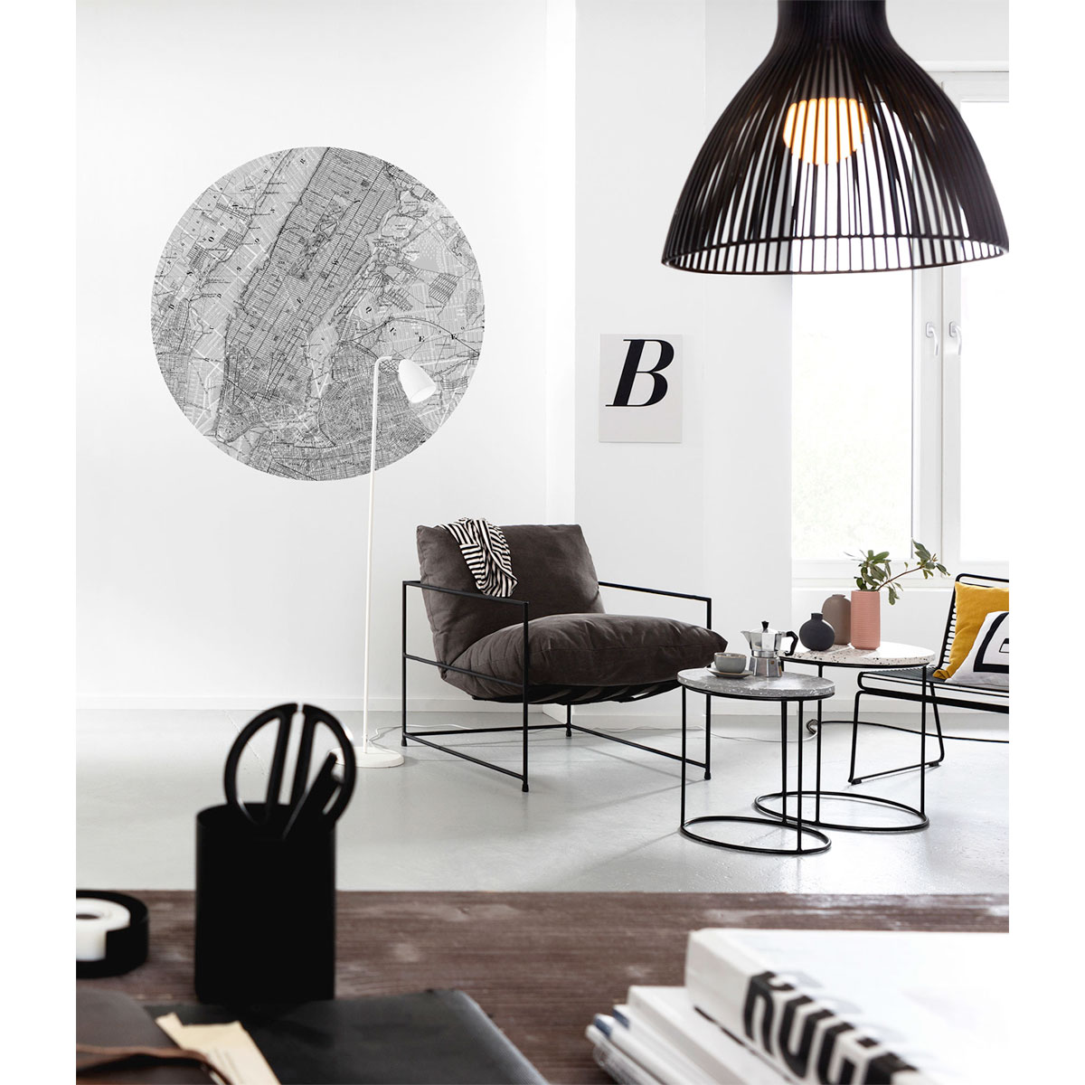 Komar  Selbstklebende Vlies Fototapete rund Map Durchmesser 125 cm