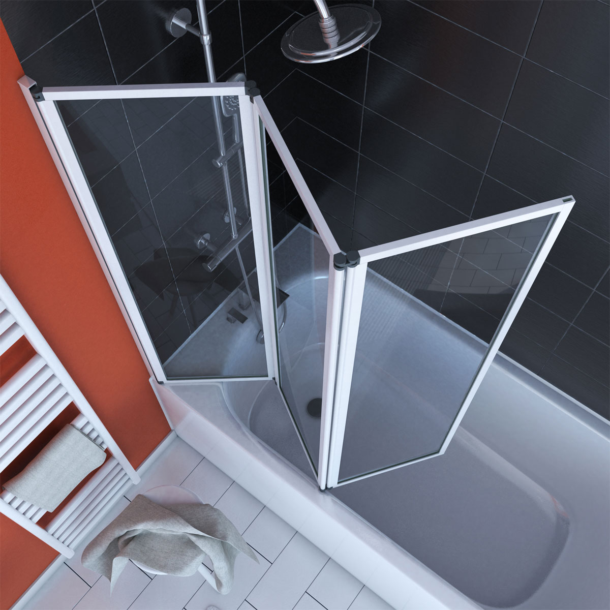 Aurlane Badewannenfaltwand Triple weiß 125 x 143 cm Bild 3