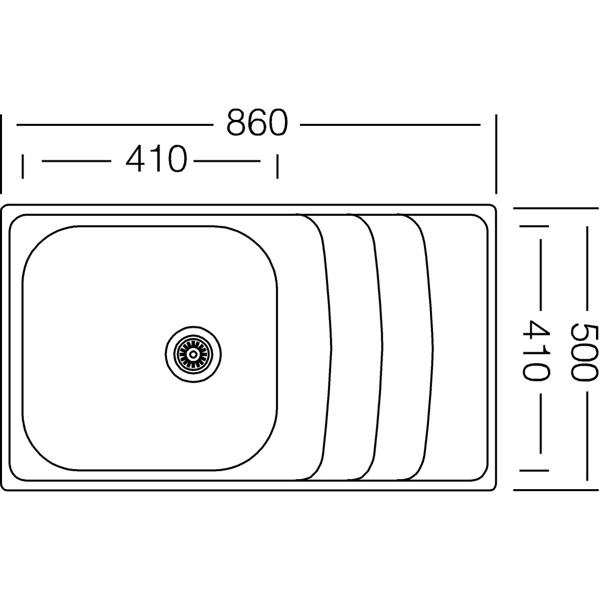 Respekta Miami Edelstahlspüle MIAMI86X50 86 x 50 cm Bild 3