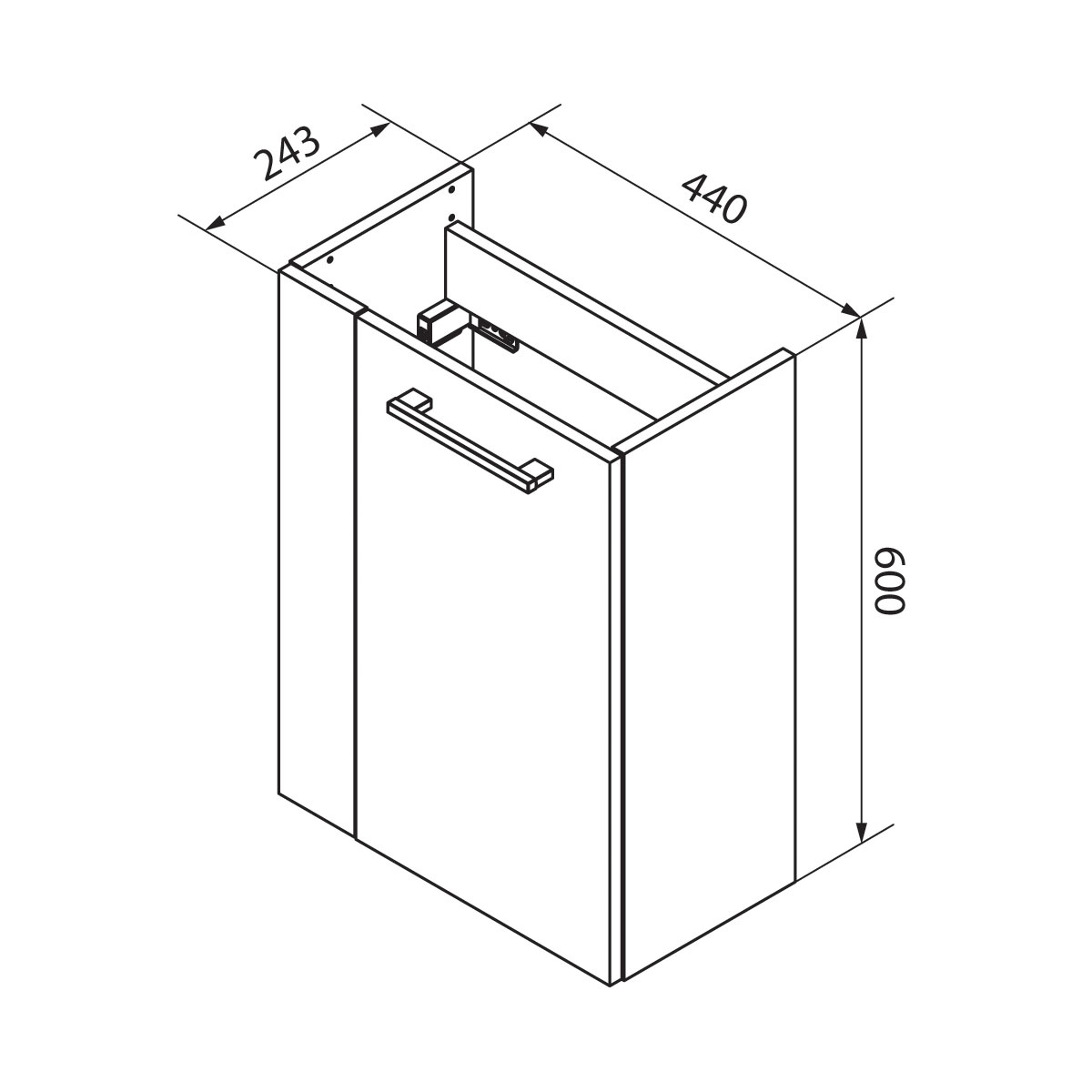 Fackelmann  Gäste-WC Waschtischunterschrank rechts SBC 440 x 600 x 243 mm Sandeiche Bild 9