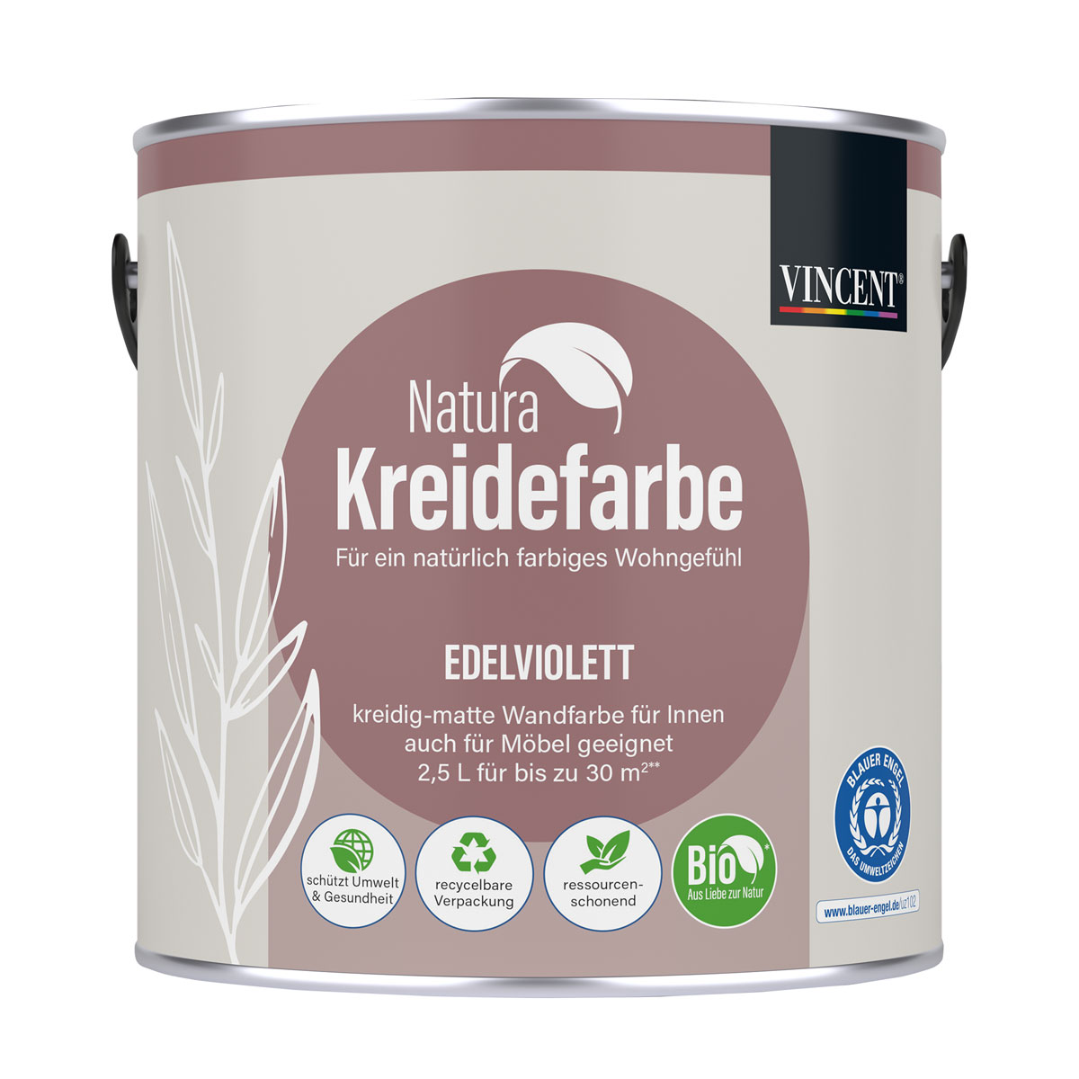 Vincent  Natura Kreidefarbe Edelviolett matt 2,5 L Bild 1
