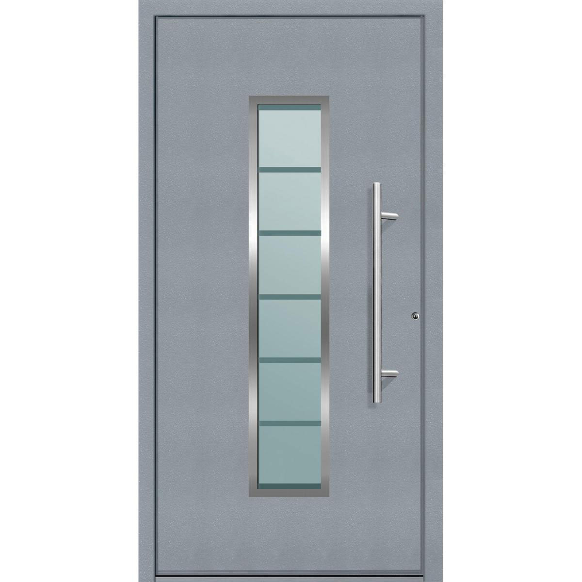 Aluminium Sicherheits-Haustür Bergamo Superior 60 mm grau 100 x 210 cm Anschlag rechts inkl Griffset