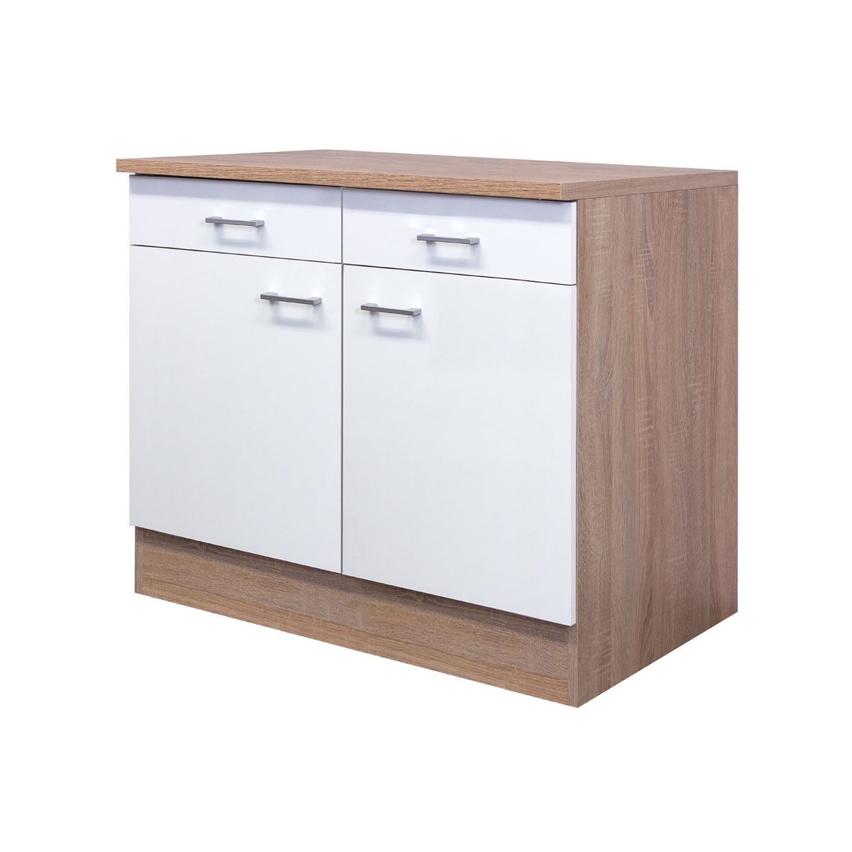 Flex-Well Küchenunterschrank „Samoa“, 100x85x60 cm, weiß/Sonoma Eiche