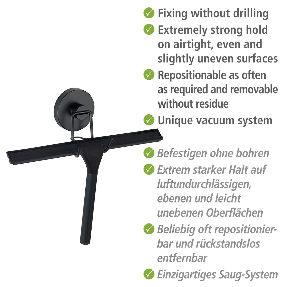 Wenko Duschabzieher Befestigen ohne bohren Vacuum-Loc Bild 4