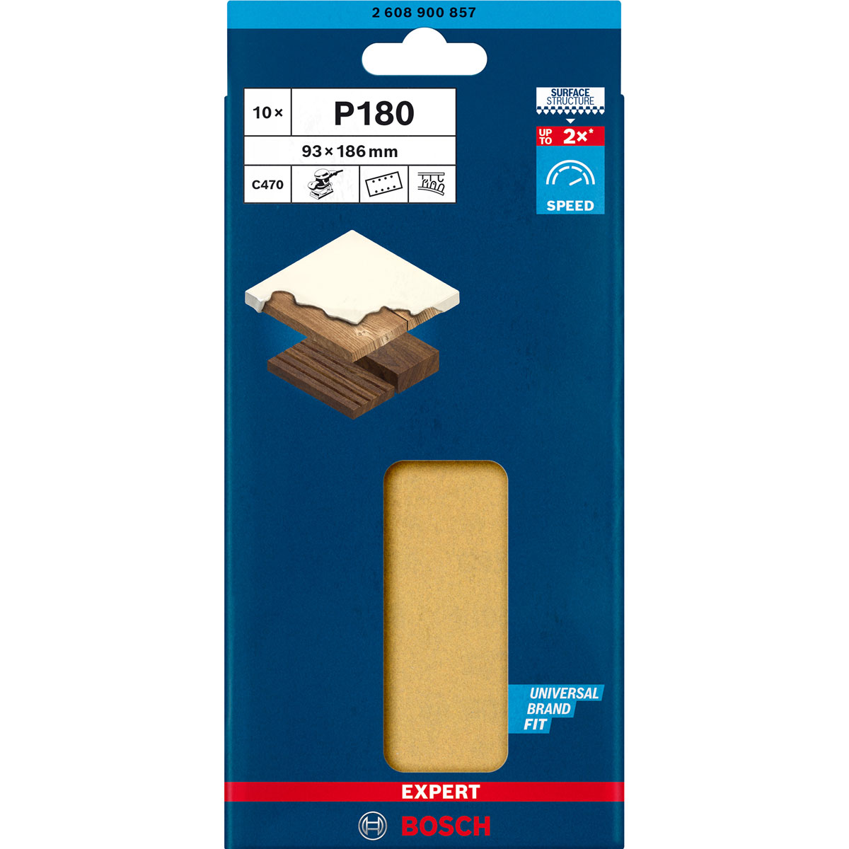 Bosch Professional  Expert C470 Schleifpapier mit 8 Löchern für Schwingschleifer 93 x 186 mm G 180 10- teilig  Bild 2