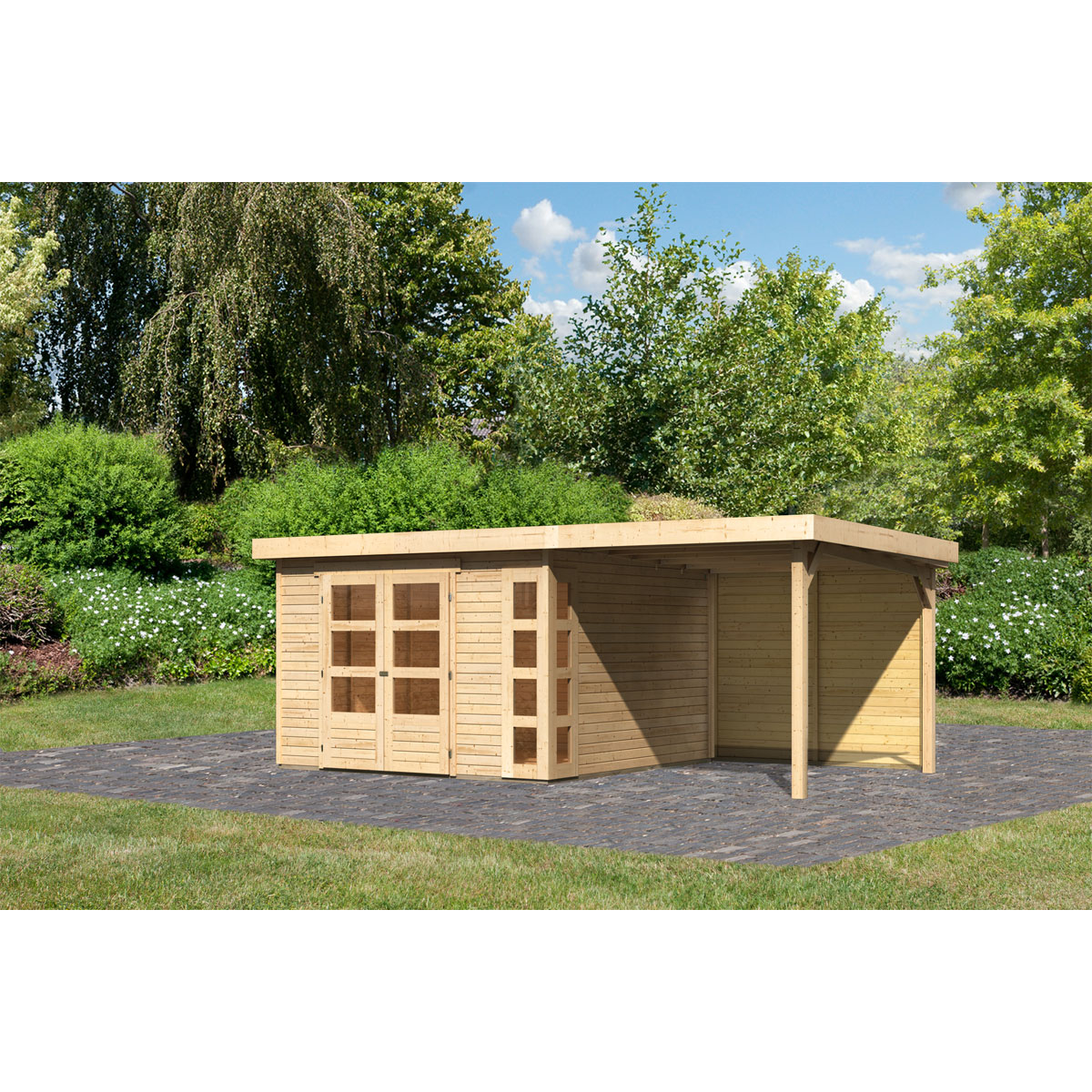 Karibu Gartenhaus Kerko 6 Set mit AD naturbelas Bild 2