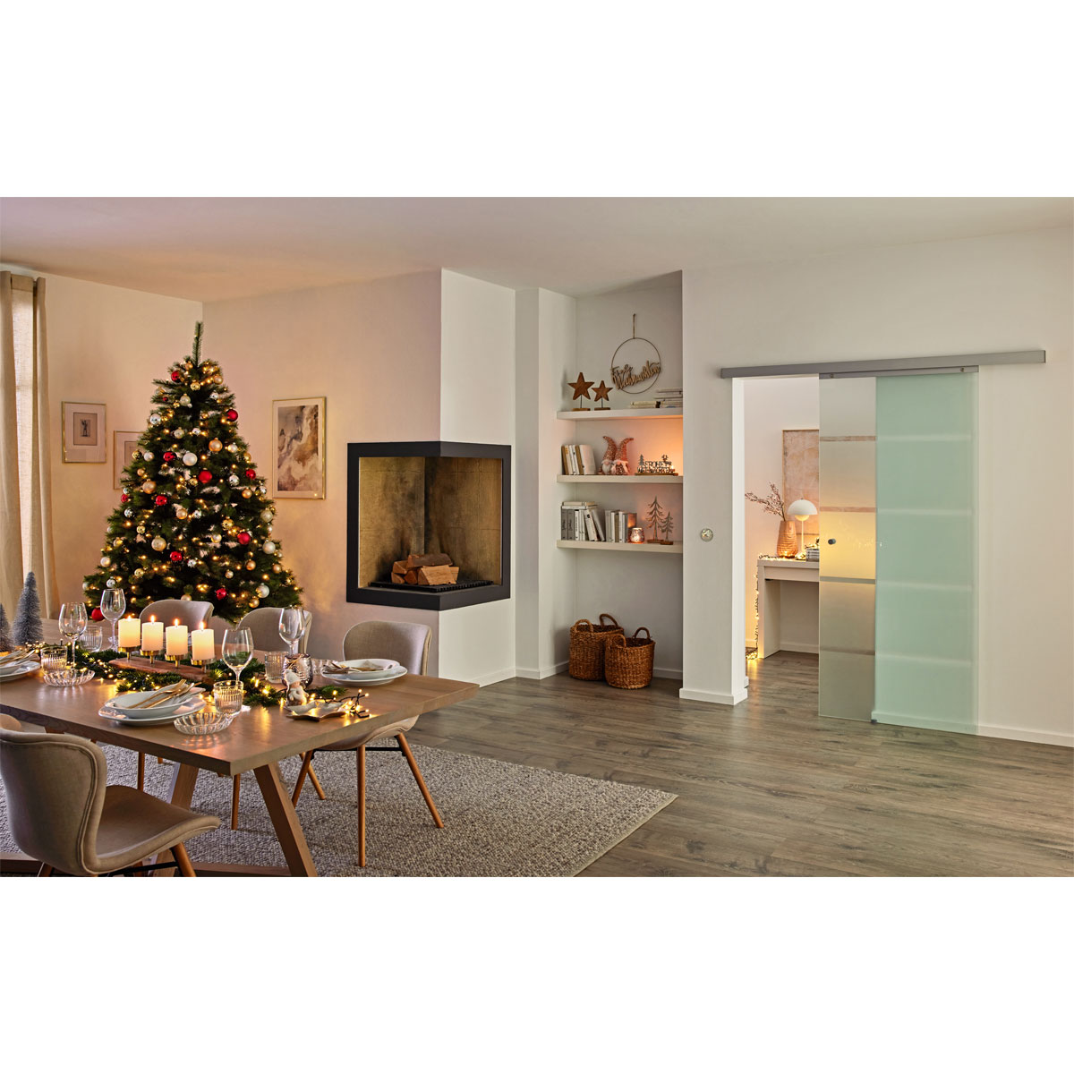 Adventsleuchter Holz mit 4 Kerzenhaltern Mangoholz 50 x 10 cm Bild 4