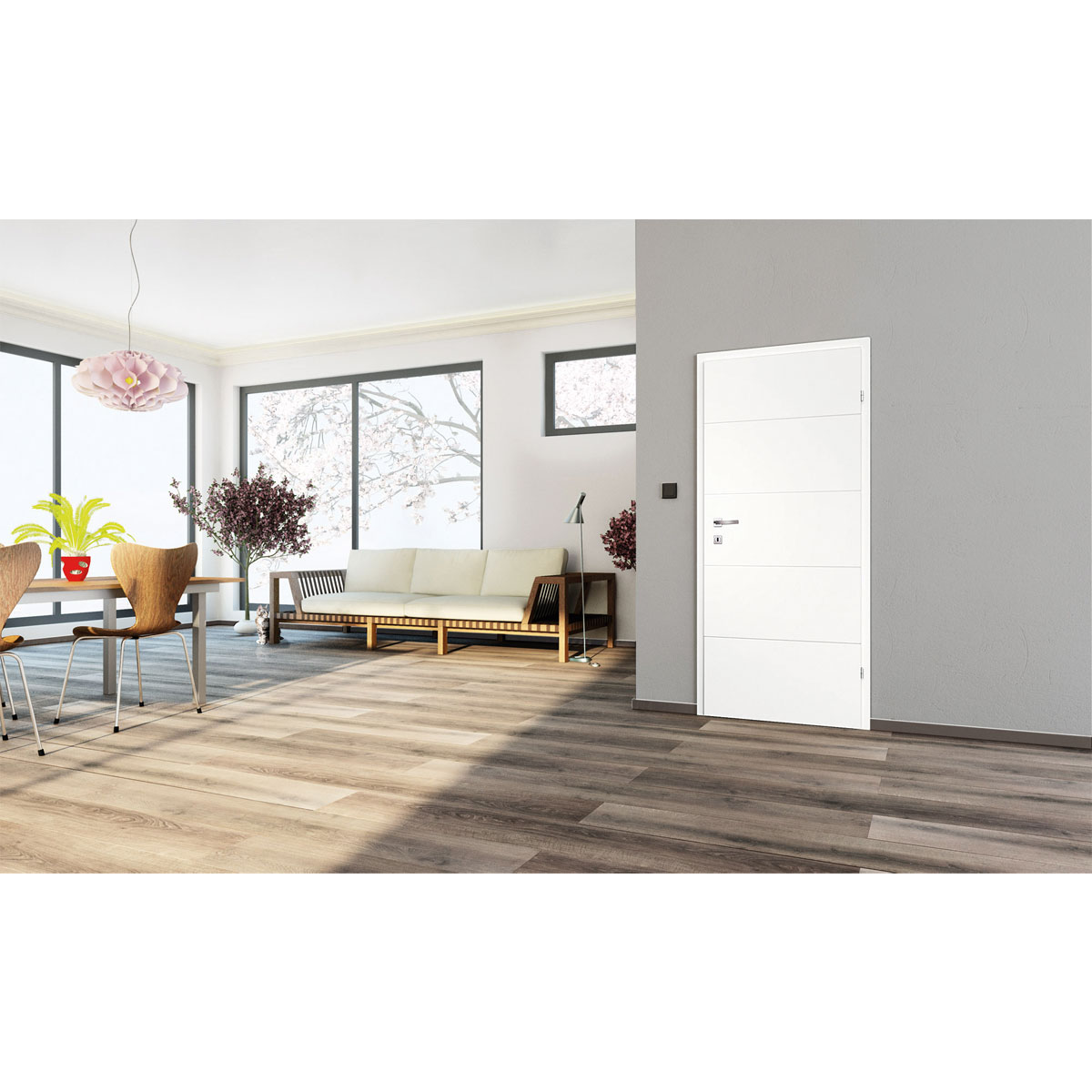 Zimmertür Sylt DIN R weiß 98,5 x 198,5 cm Bild 3