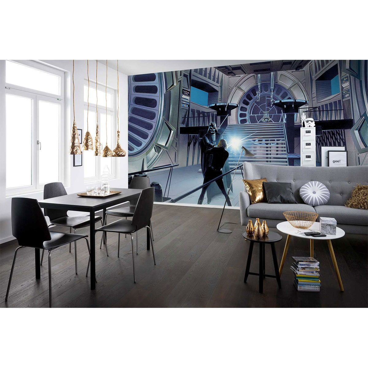 Komar  Vlies Fototapete Star Wars Classic Duell Throneroom 500x250 cm Bild 1