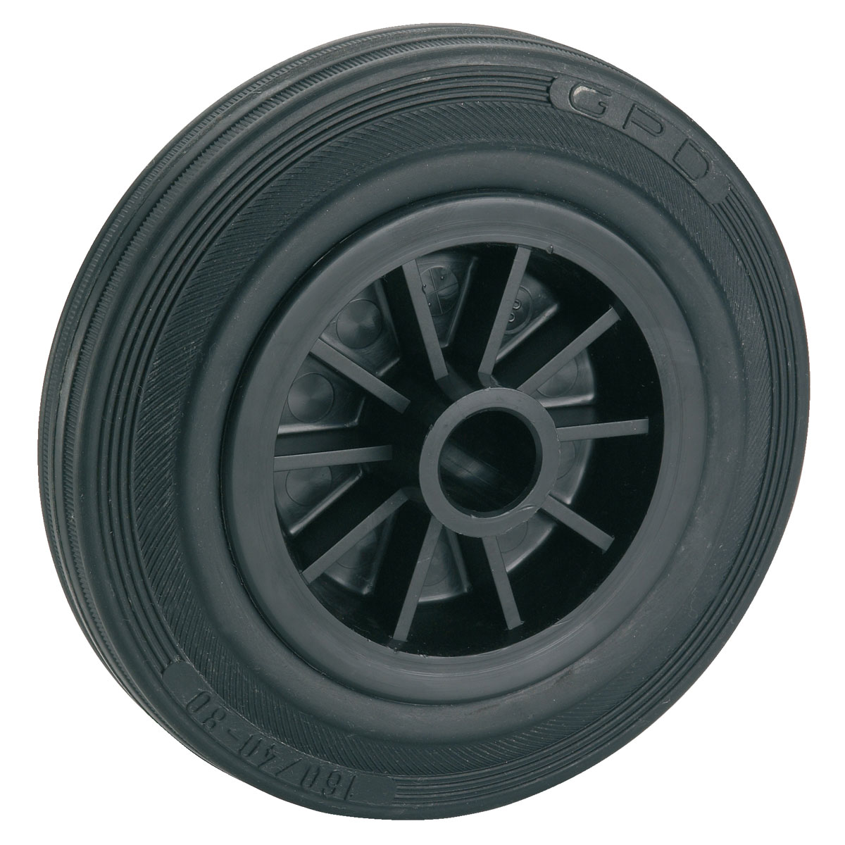 Dörner + Helmer Transportgeräterollen-Rad mit Vollgummireifen Kunststofffelge und Gleitlager 125 x 37 mm