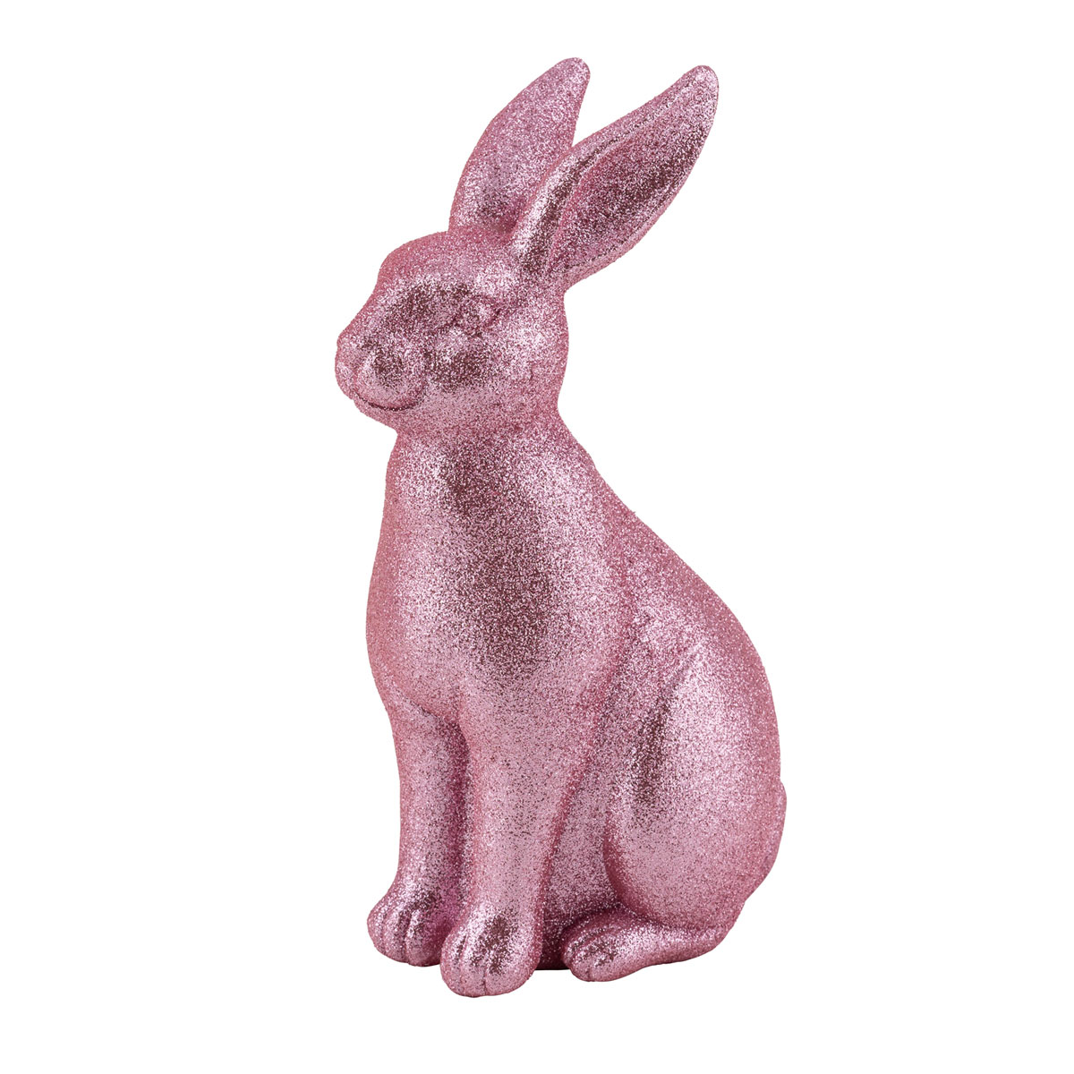 Kunstgewerbe Gehlmann Dekofigur Hase rosa/glitzer 9,2 x 6,7 x 13 cm