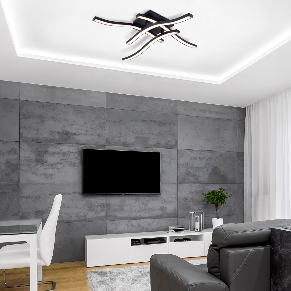 näve LED-Deckenleuchte Onda 45 x 45 cm schwarz Bild 2