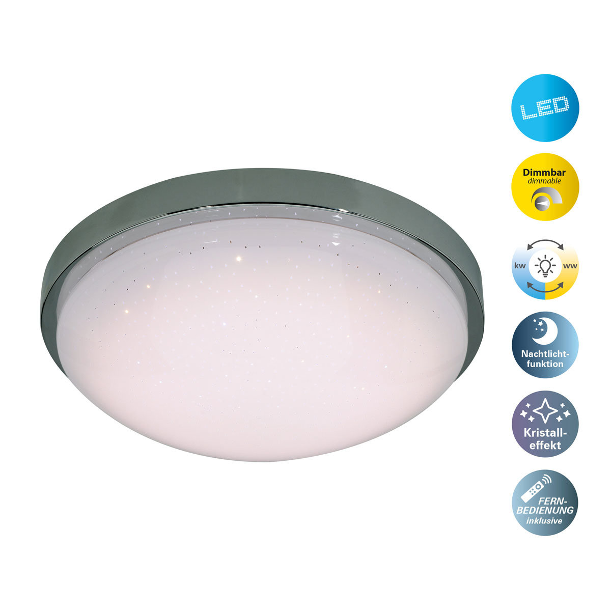 Naeve LED DL Cantania Metall/KSchrome LxBxH: 29x29x9cm dimmbar Bild 2