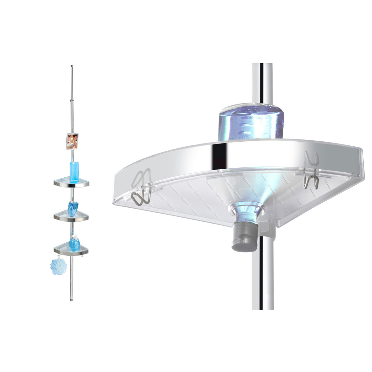 Wenko  Teleskop Duschecke Premium glänzend mit 3 Ablagen und Spiegel Bild 2