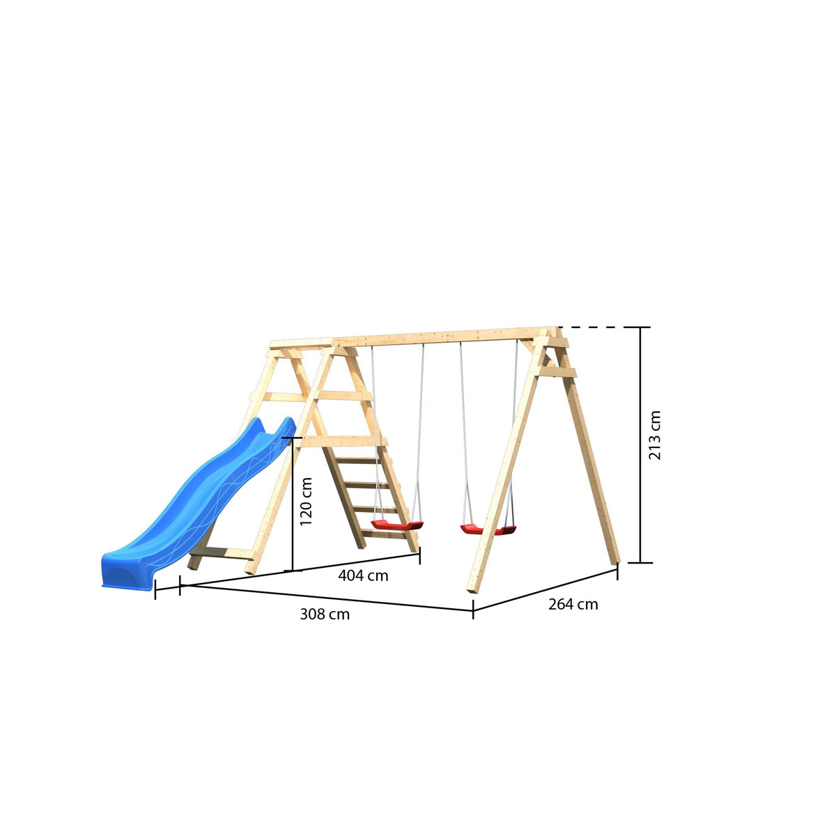 Karibu Doppelschaukel Felix mit Klettergerüst und Rutsche Bild 2