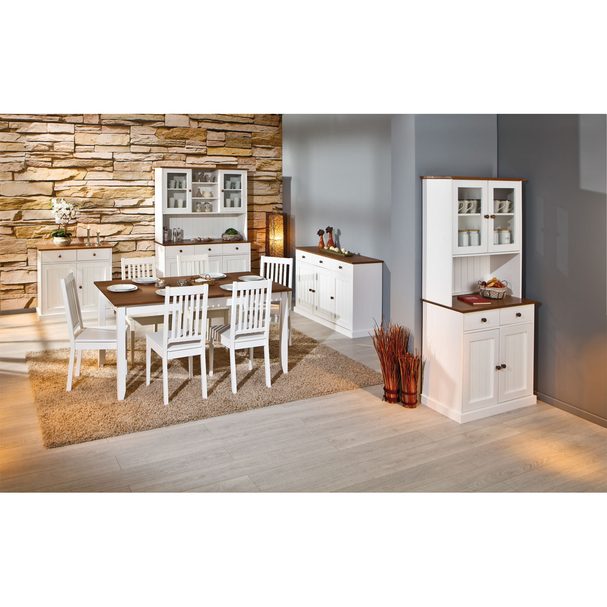 Inter Link FSC Esstisch Westerland-1.2 weiß-sepia 160 x 75 x 90 cm Bild 9