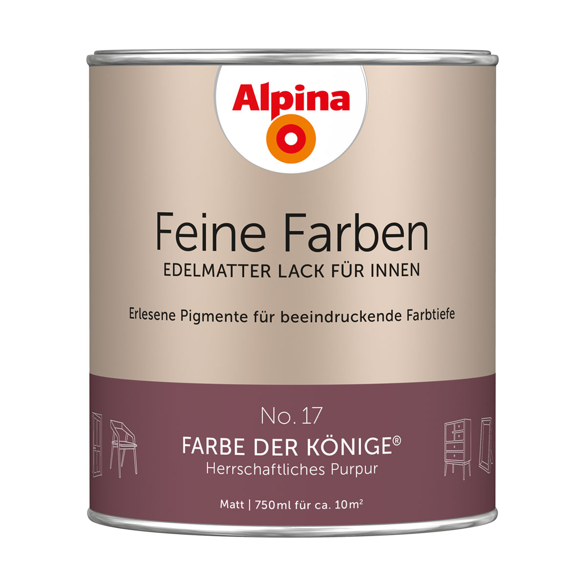 Alpina  Buntlack Feine Farben Lack No 17 Farbe der Könige edelmatt 750ml