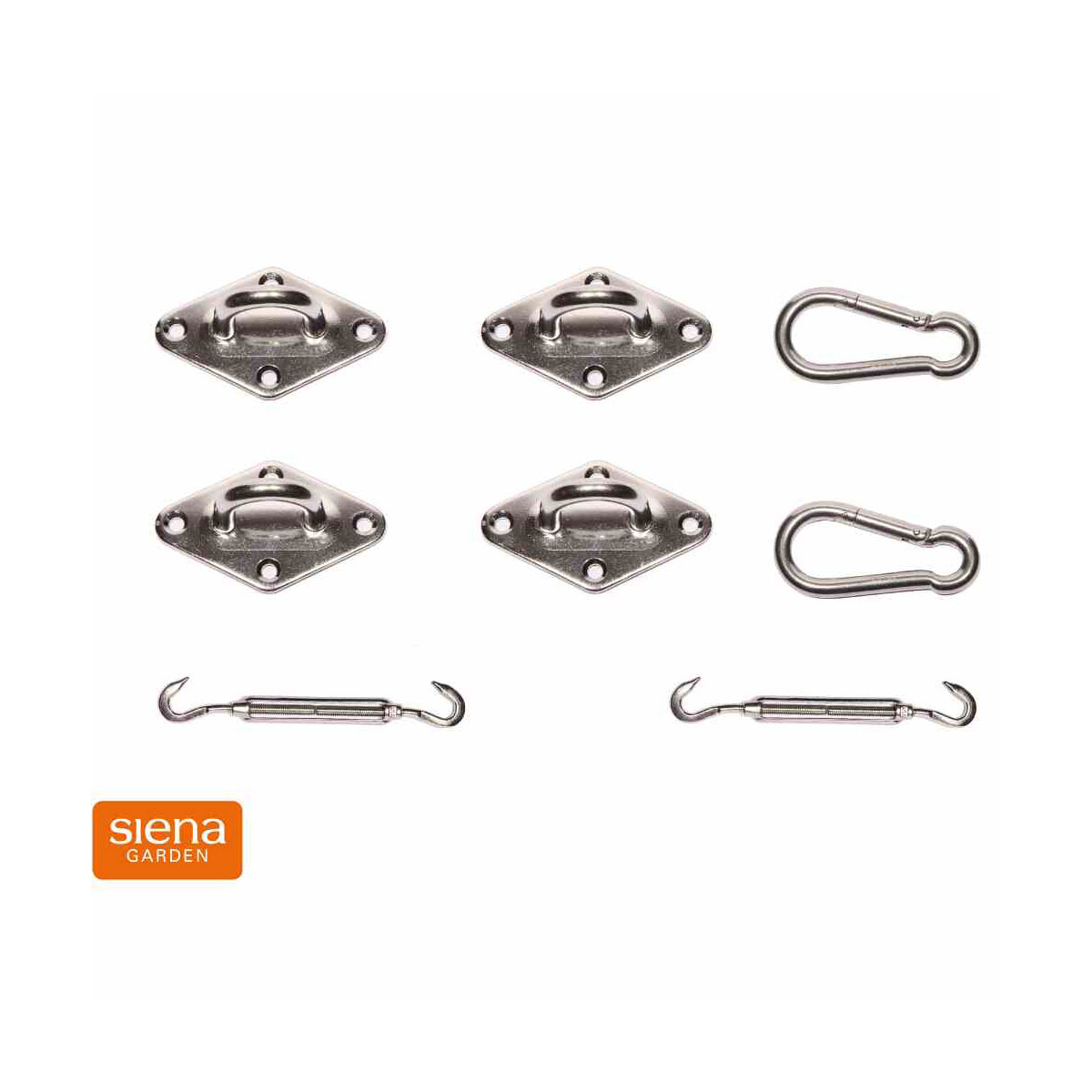 Siena Garden Ersatzteil Solino silber 2x Spannanker 2x Karabiner 4x Halte-Ösen