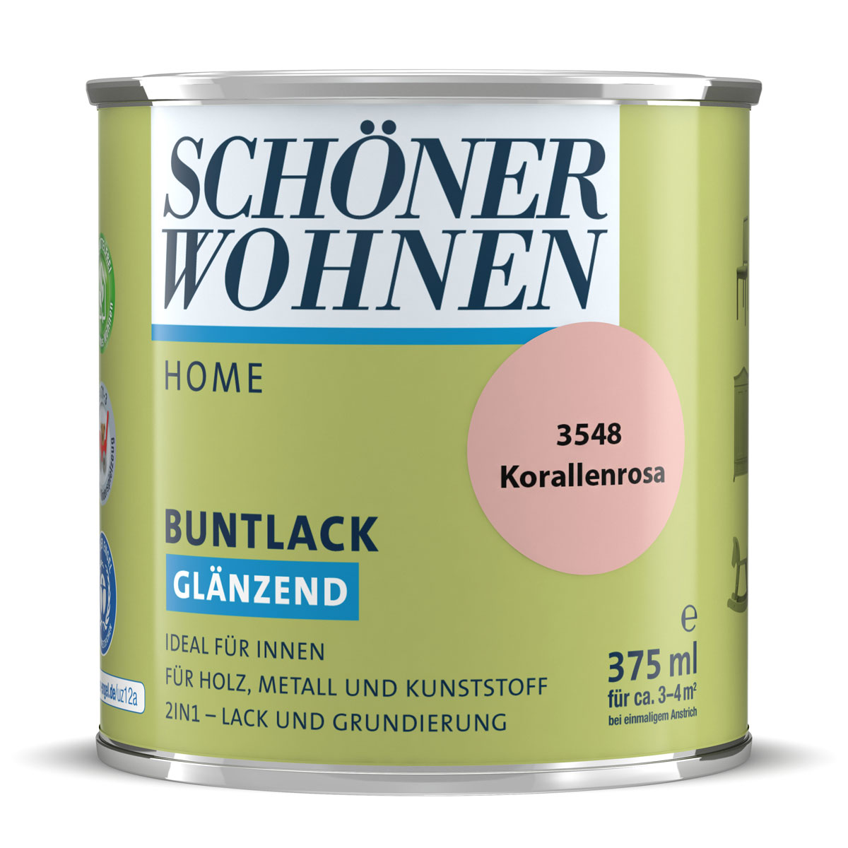 Schöner Wohnen Farbe Buntlack Home korallenrosa glänzend 375 ml