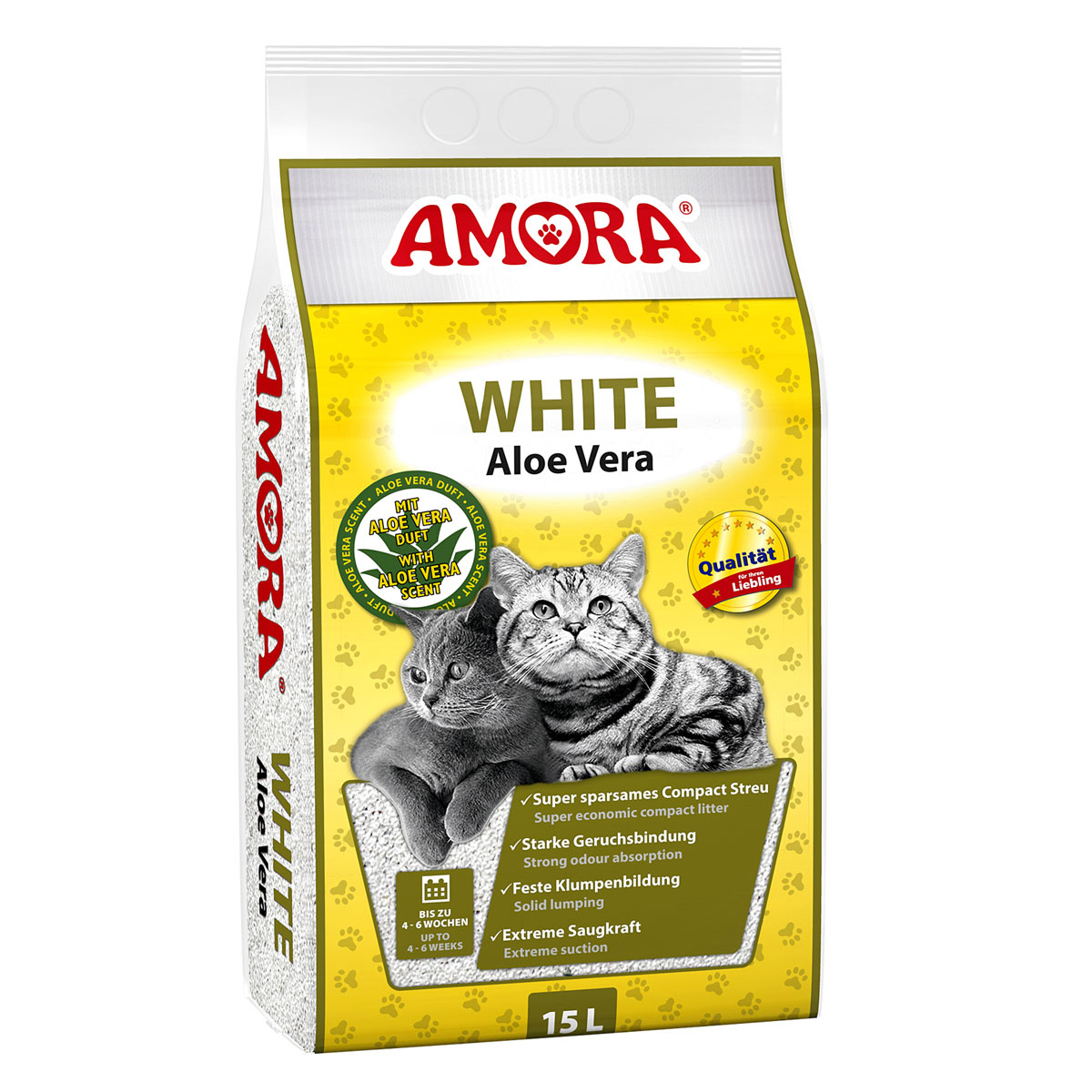 Katzenstreu Amora White Compact Aloe Vera 15 L
