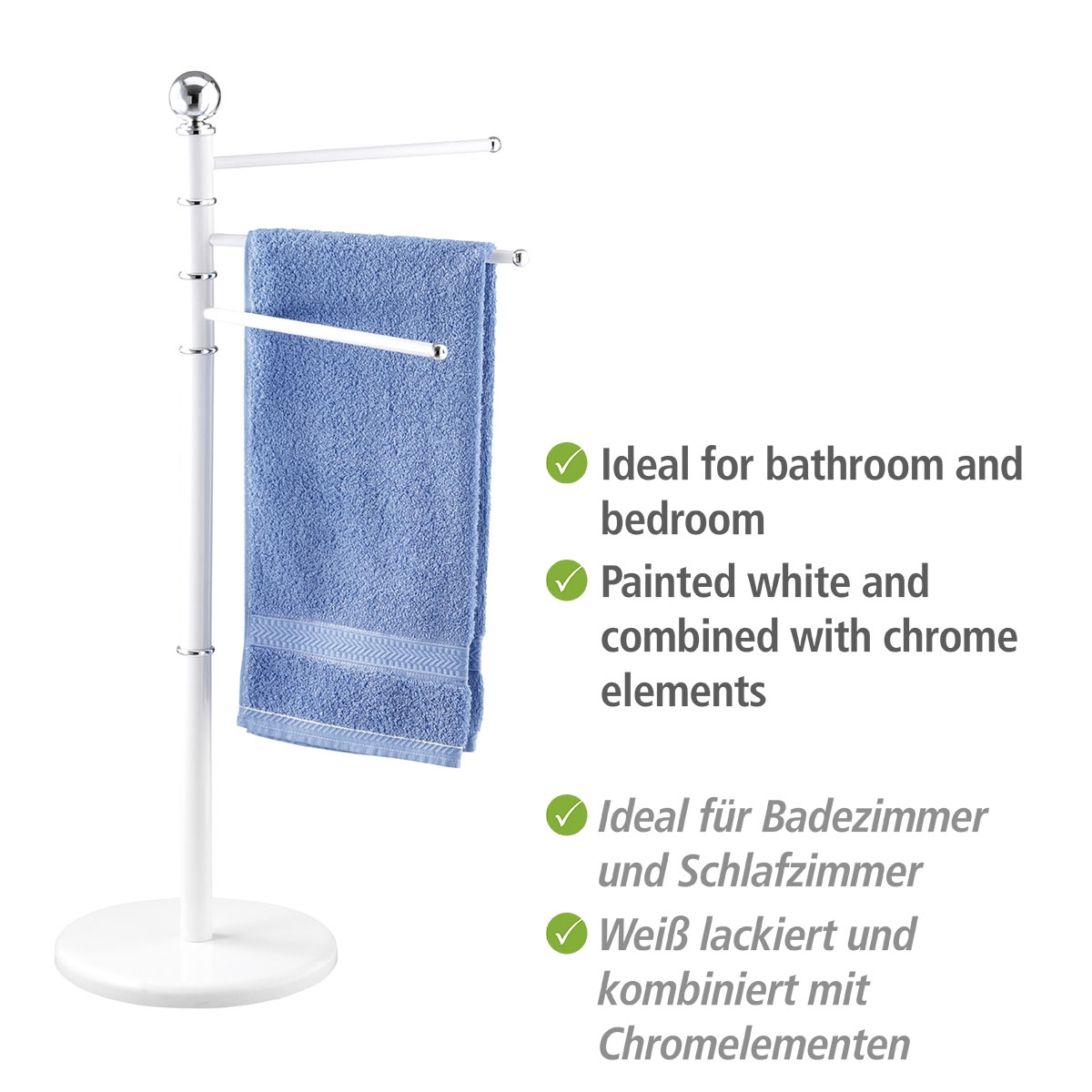 Wenko  Exclusiv Handtuchständer Weiß mit 3 Armen Kleiderständer Bild 3