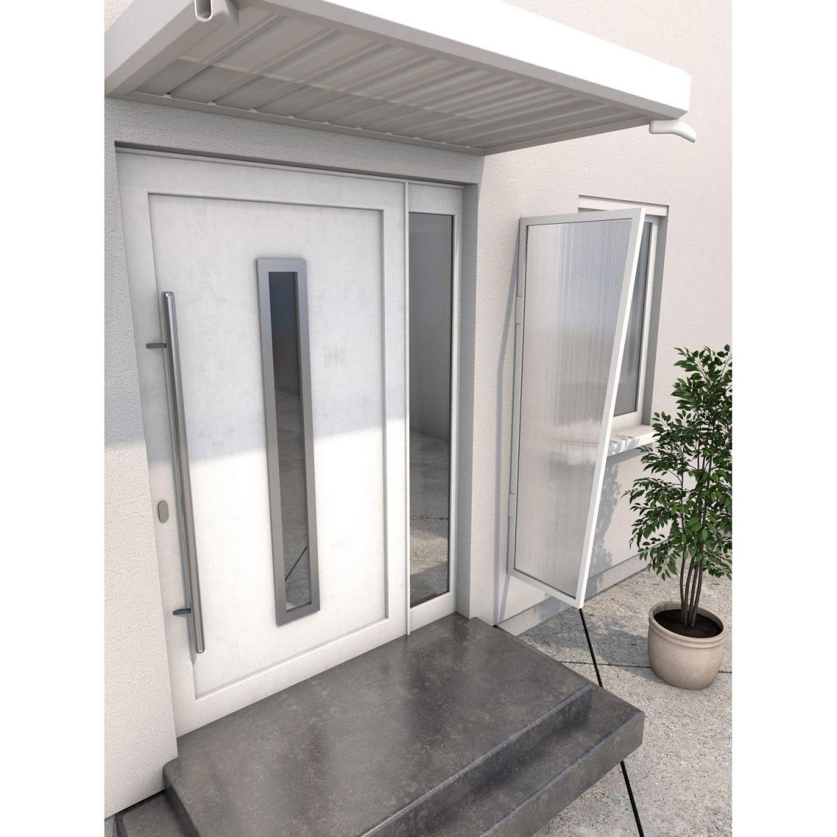 Durabil Seitenblende B2 weiß Stegplatte klar 6 mm 45 x 60 x 175 cm