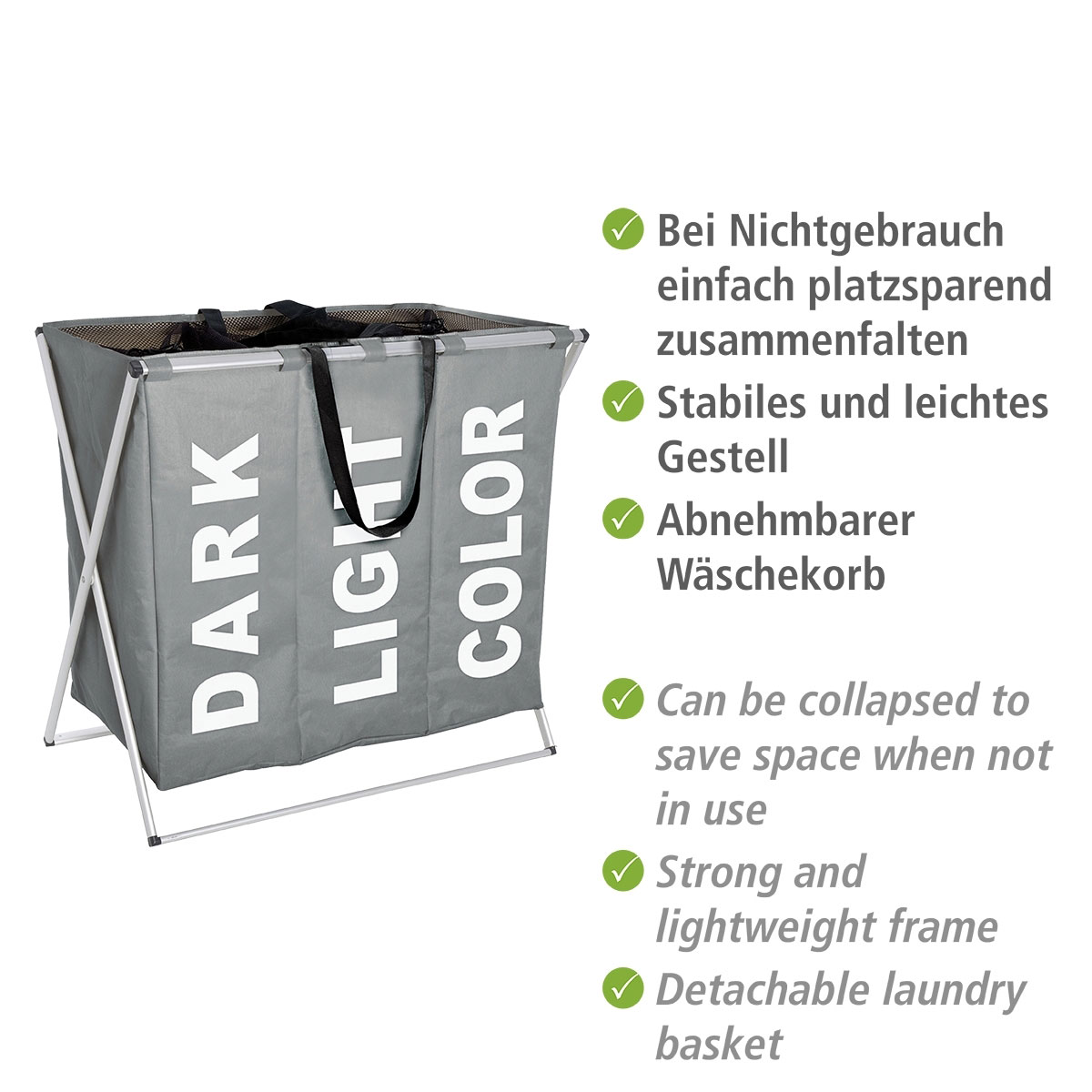 Wenko Wäschesammler Trio grau 130 l Bild 4