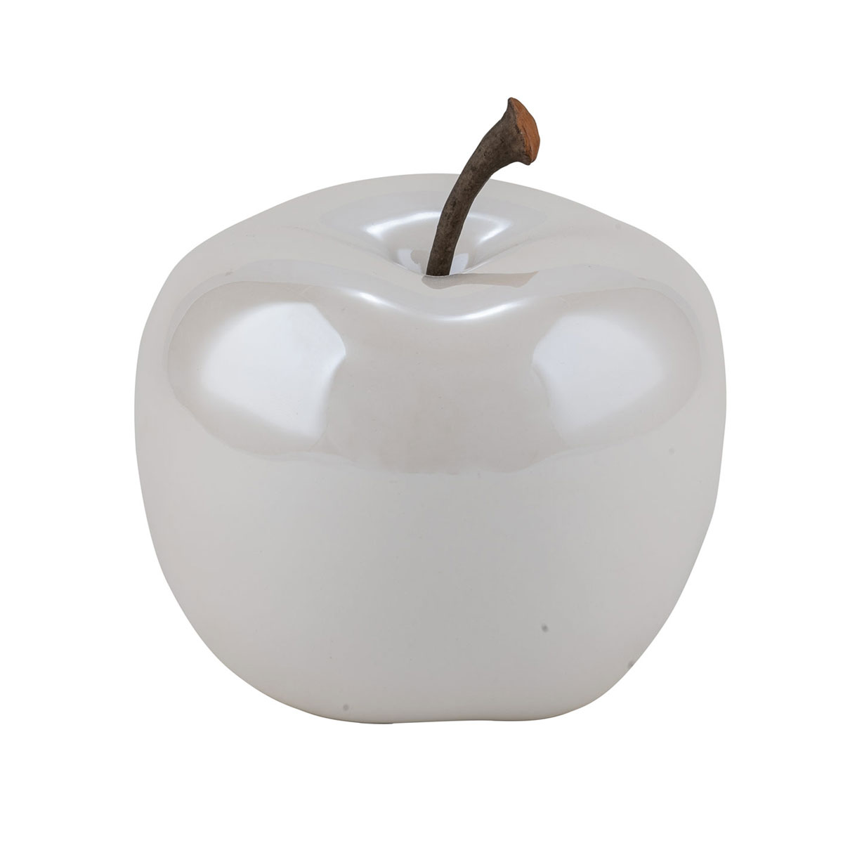 Keramik-Apfel Durchmesser 12 x 9,5 cm perlmutt-weiß