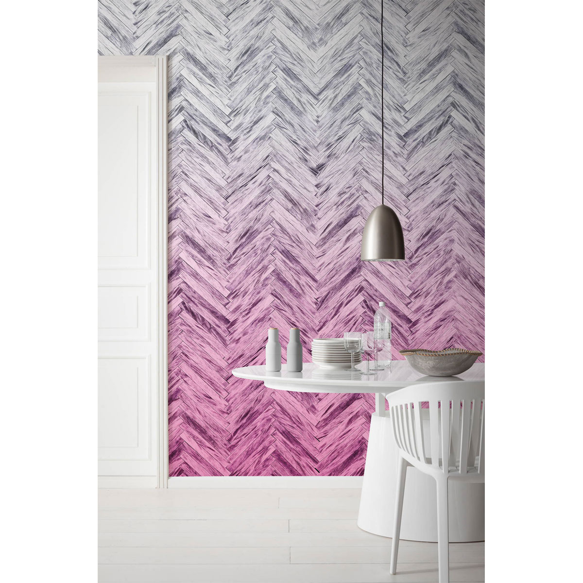 Komar  Vlies Fototapete Herringbone Pink 400x250 cm
