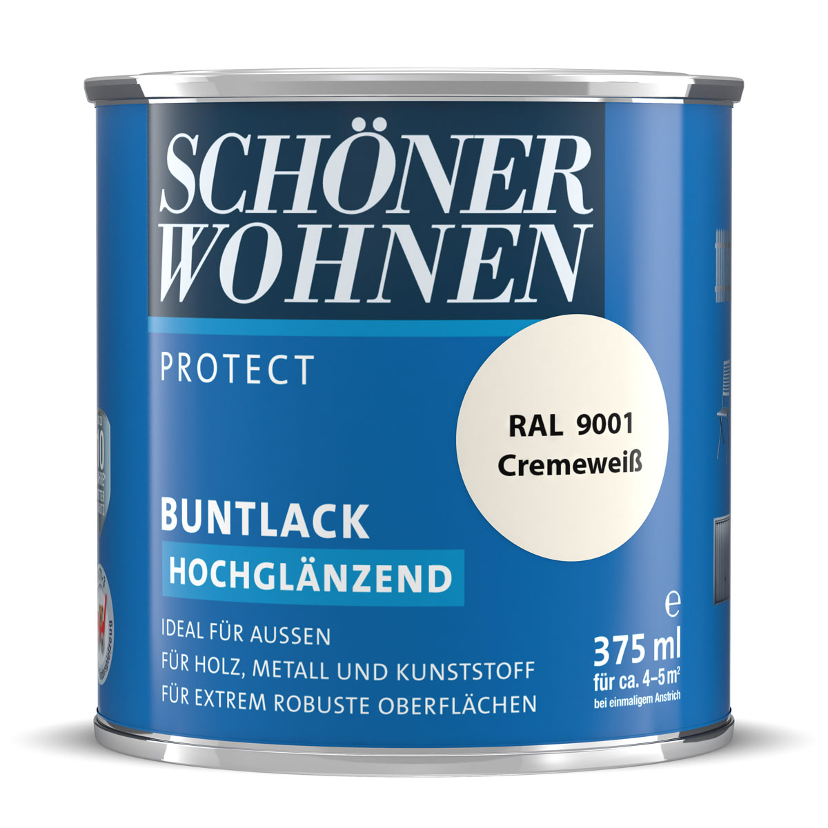 Schöner Wohnen Farbe Buntlack Protect cremeweiß hochglänzend 375 ml