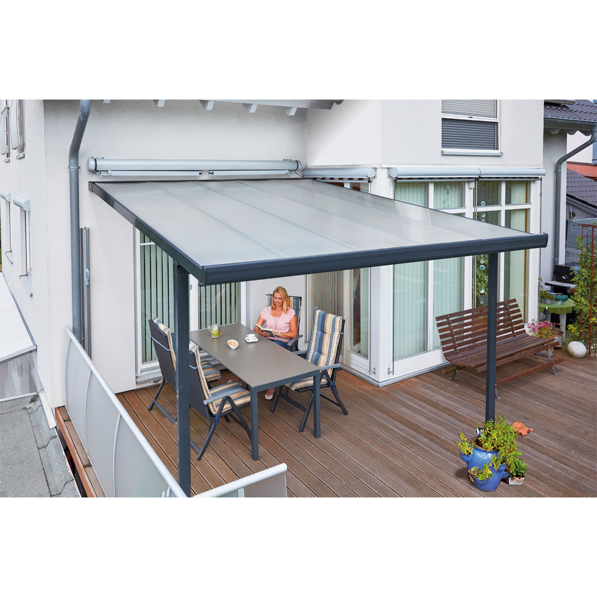 gutta Terrassenüberdachung Standard anthrazit 306 x 406 cm