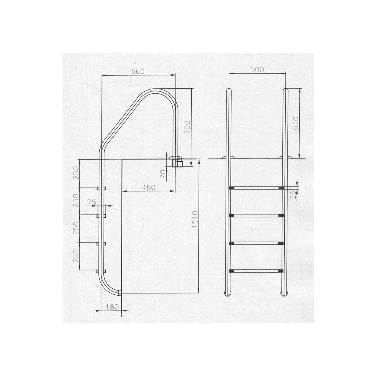 Tiefbeckenleiter weit Beckentiefe 150 cm 4 Stufen Bild 2