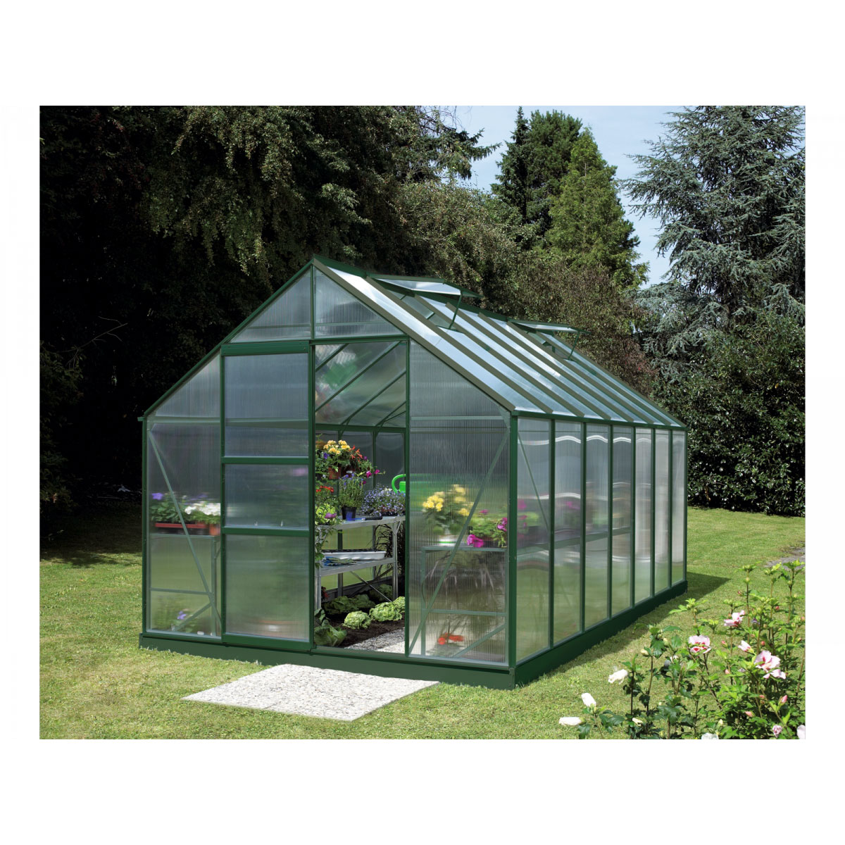 Vitavia Gewächshaus Merkur 11500 11,5m² 4 mm Hohlkammerplatten grün Bild 1