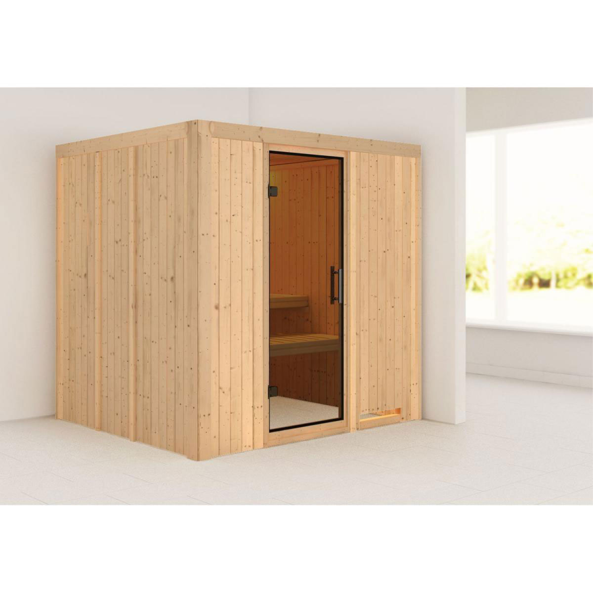 Karibu Sauna Daria Fronteinstieg ohne Ofen kein Kranz Energiespartür Bild 5