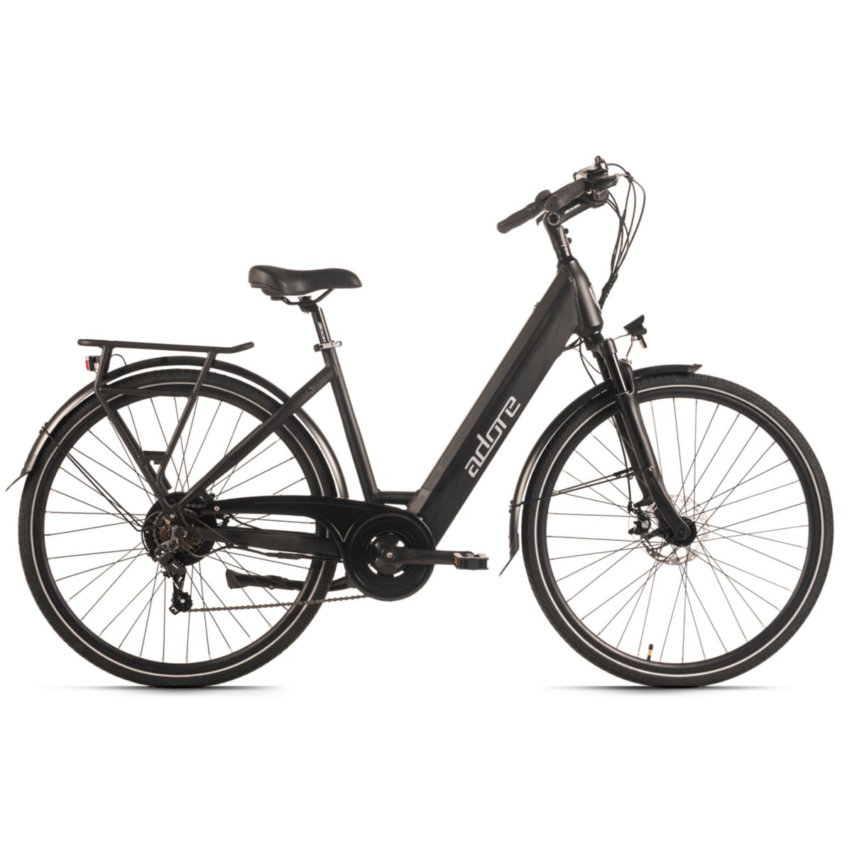 Adore E-Citybike 28" Alu Cityfahrrad CV-180 Heckmotor 50NM / 15Ah Schwarz matt