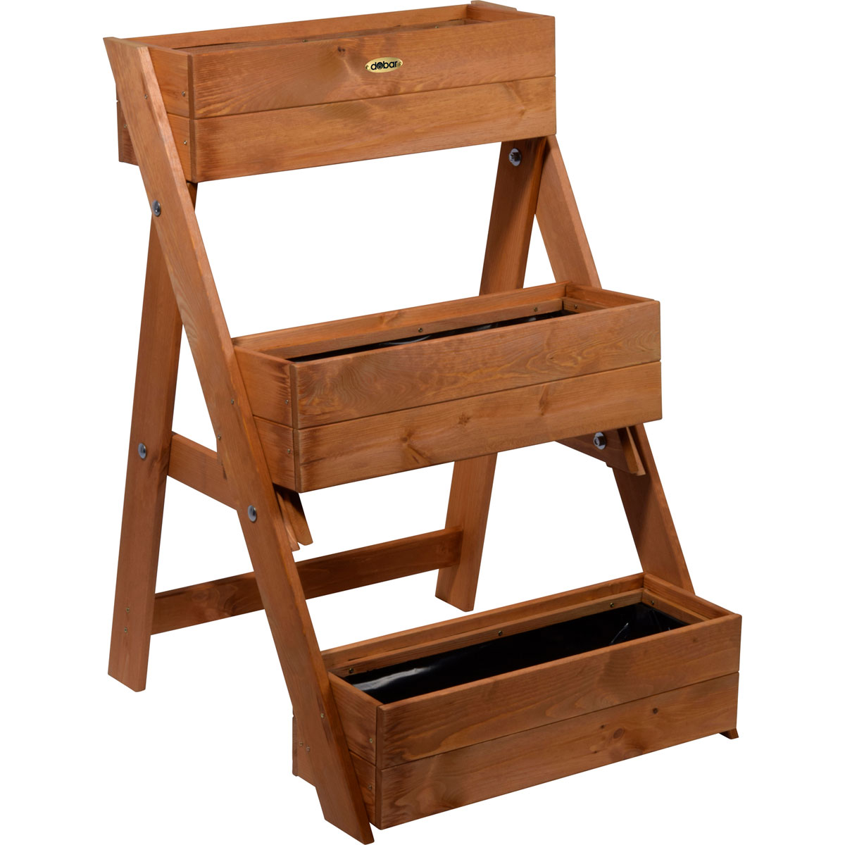 dobar Dreistufige Pflanztreppe 70 x 90 x 60 cm braun Bild 2