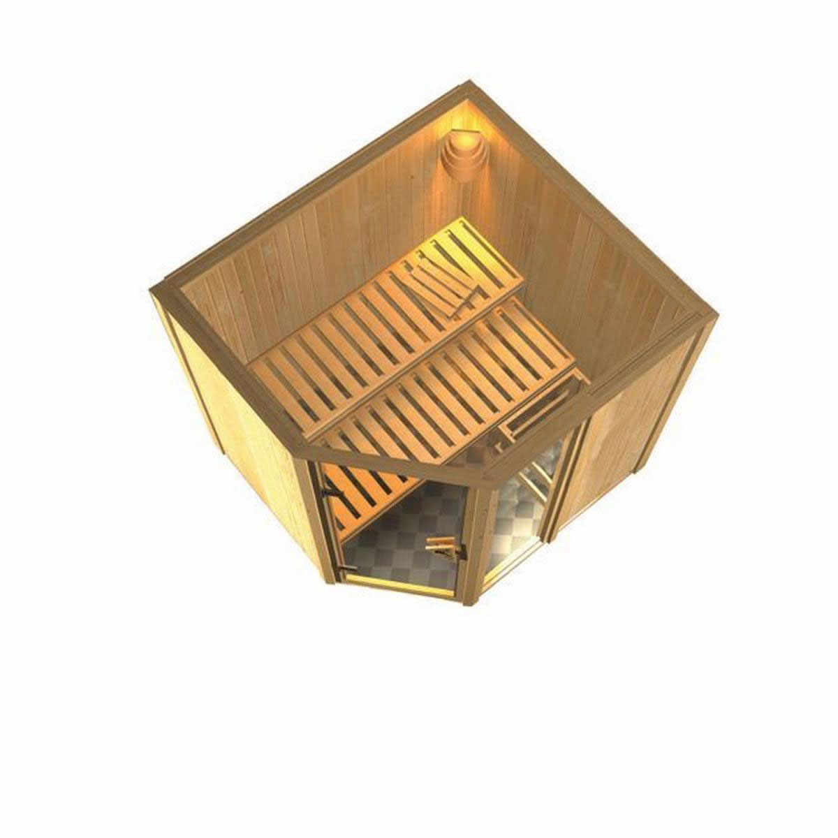 Karibu Systemsauna Fiona 1 68 mm 9 kW Ofen externe Strg modern ohne Dachkranz Bild 4