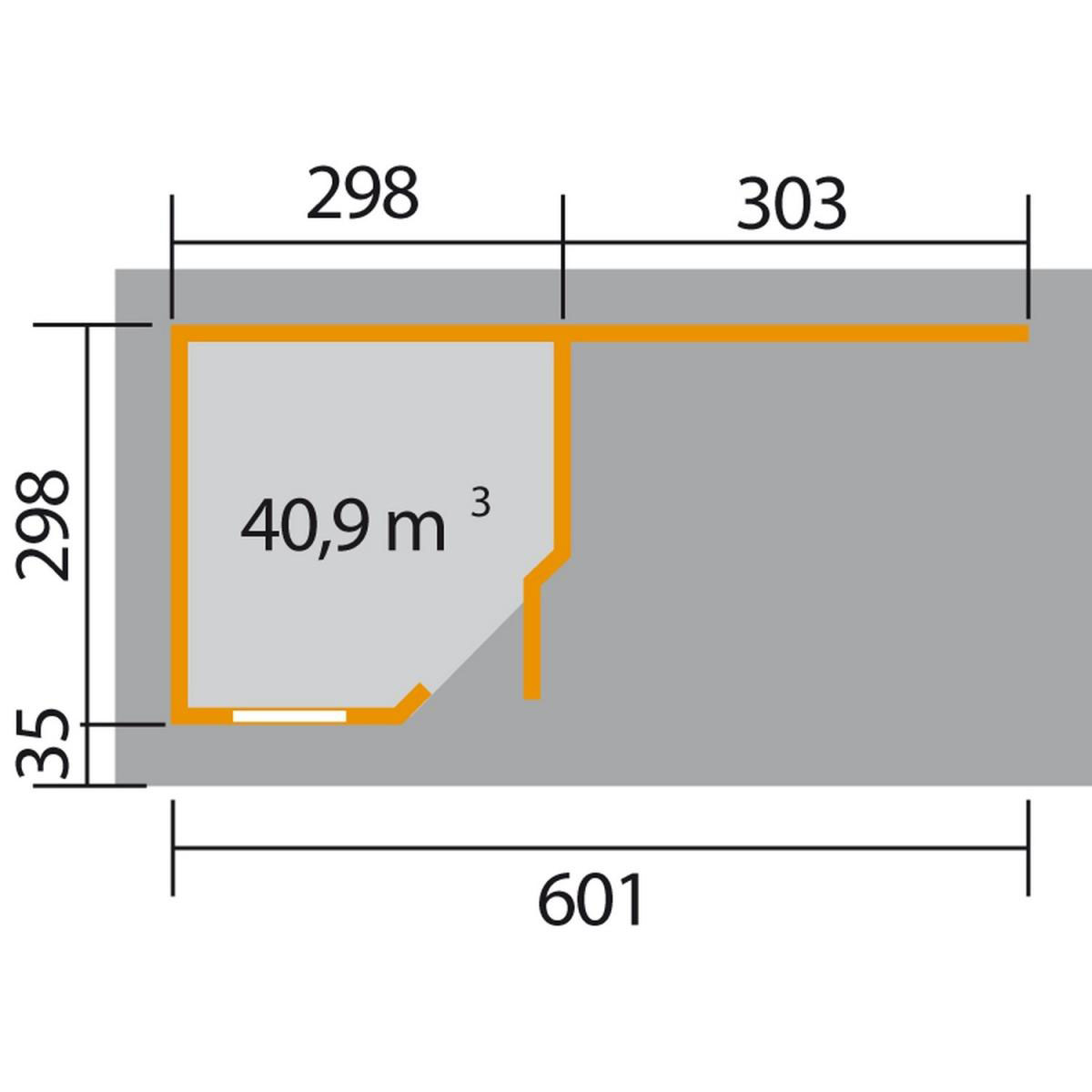 Weka Designhaus 213 B mit Anbau 300 cm 5-Eck 646 x 338 x 237 cm grau Bild 2