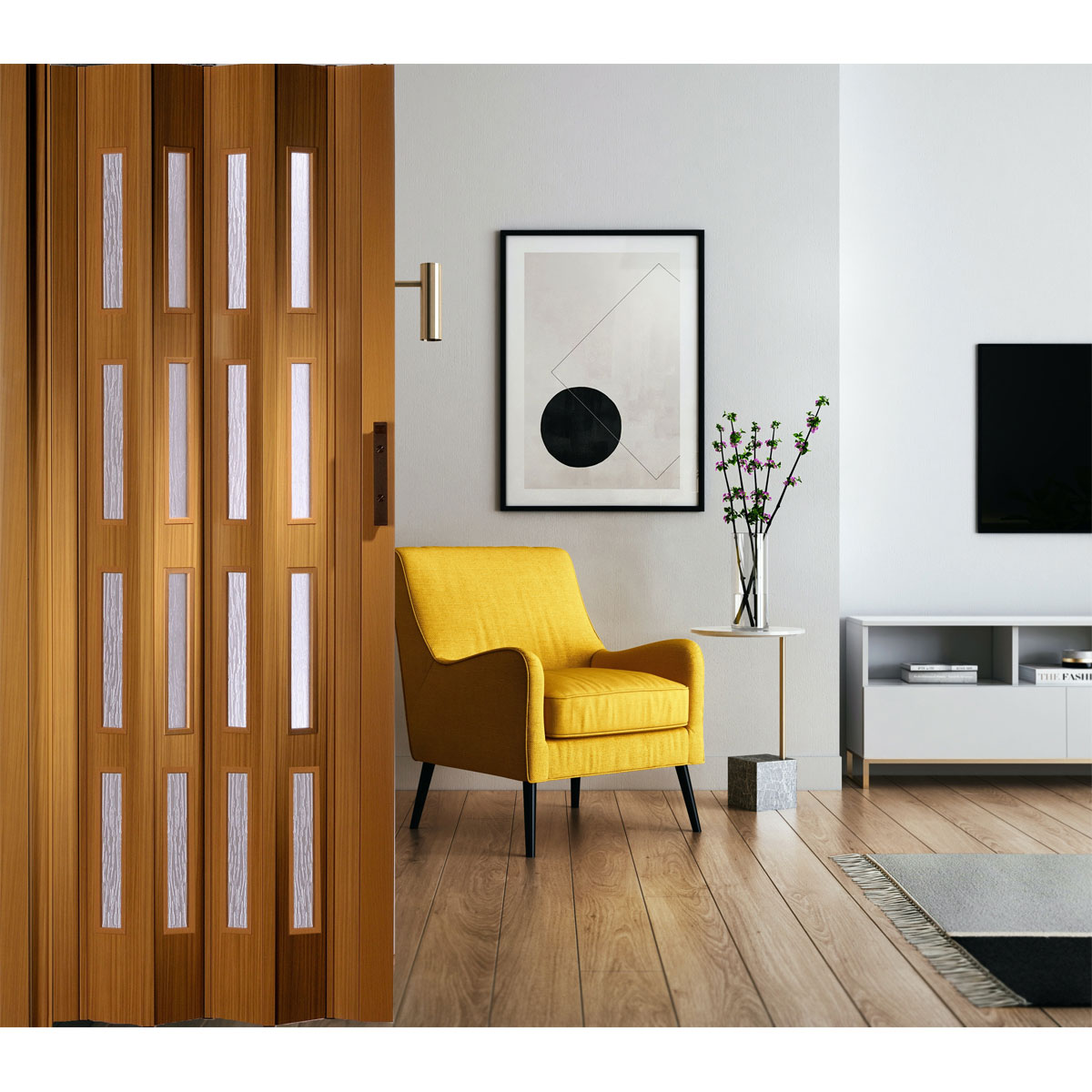 FORTE Kunststoff-Falttür Luciana B 88,5 x H 202 cm Buche 4 Fenster Bild 5