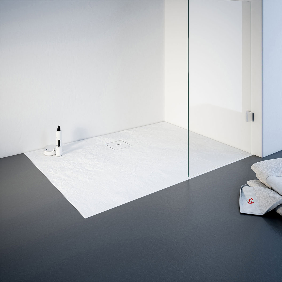 Schulte Express Plus Duschwa Mineralg Steinstr Rechteck -Plan 1200 x 750 alpinweis