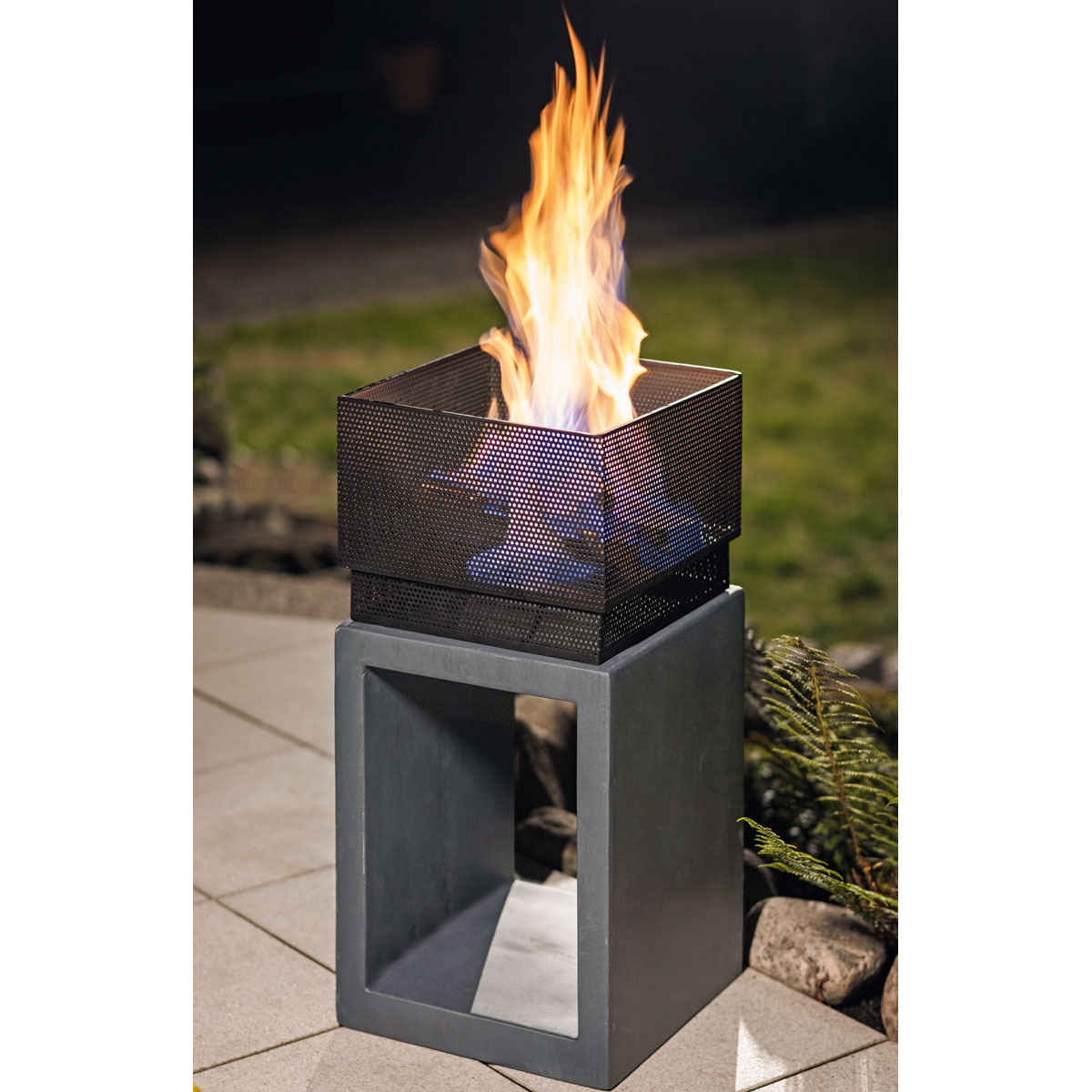 Rothmann Feuerschale Arnheim auf Podest 35 x 35 x 72 cm anthrazit
