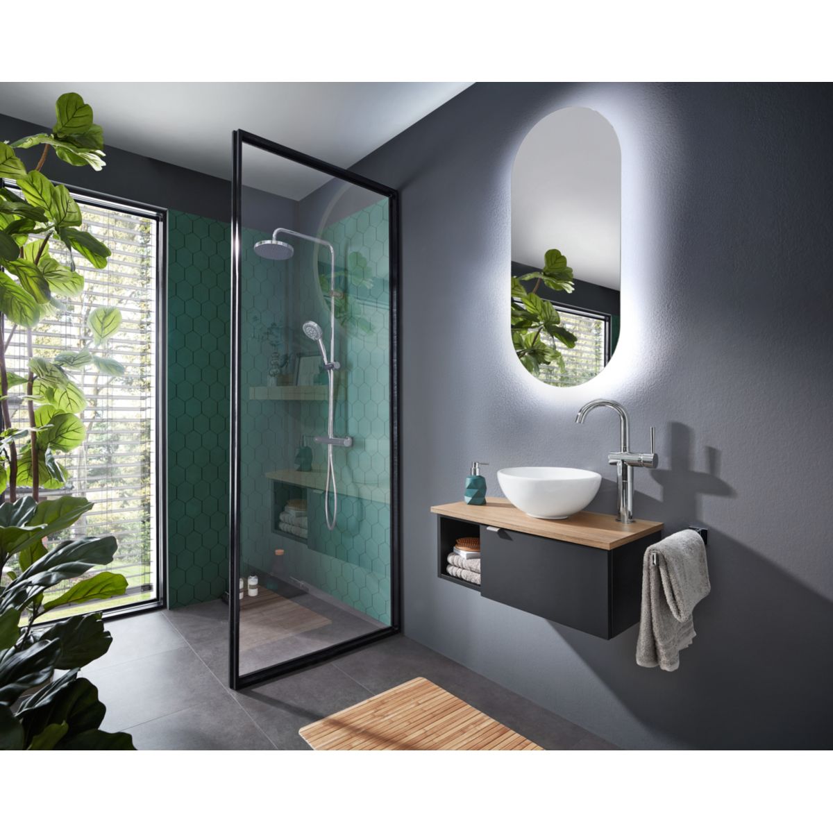 Pelipal Badmöbel-Set Padula schwarz matt