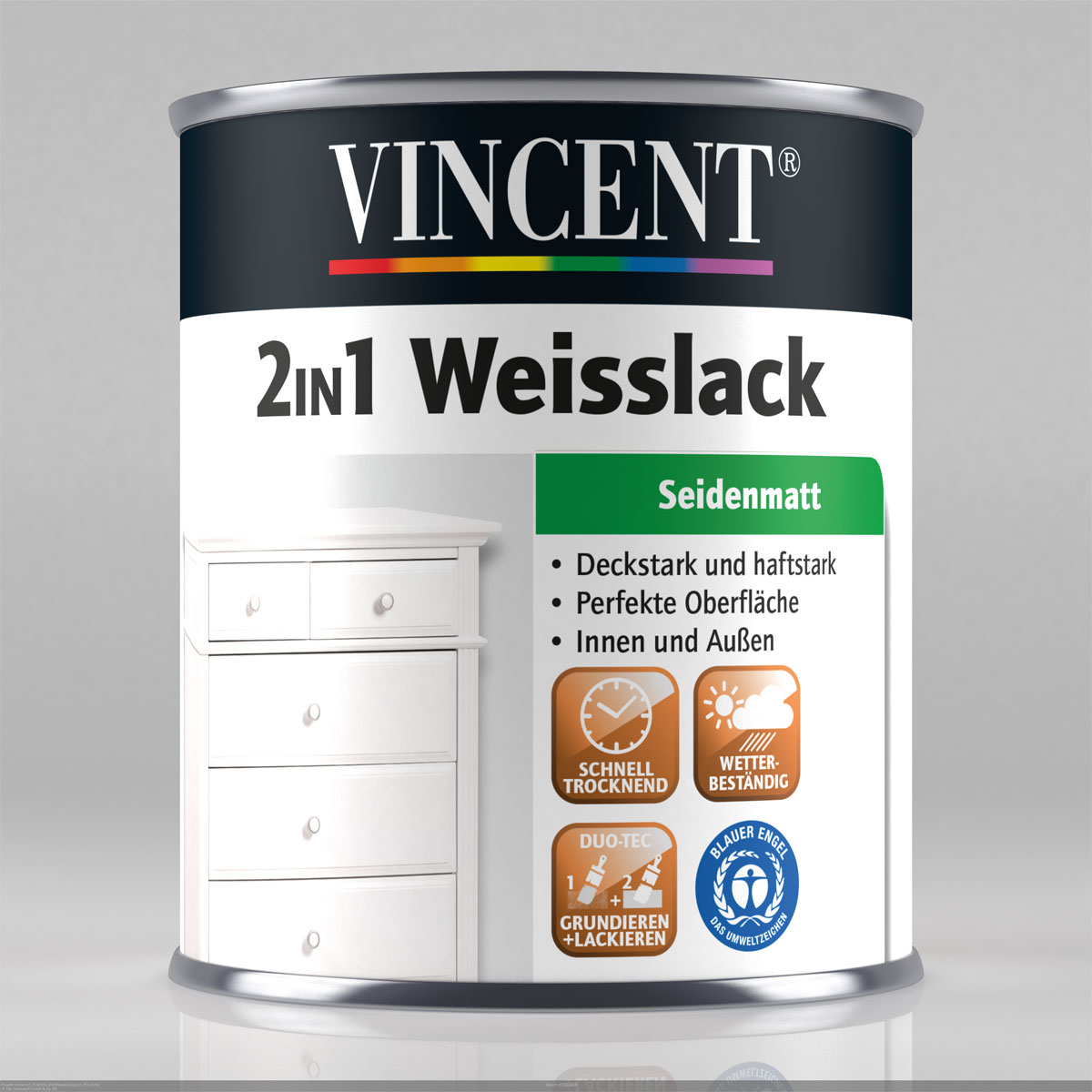 Vincent Weißlack 2in1 RAL 9001 Cremeweiß seidenmatt 125 ml