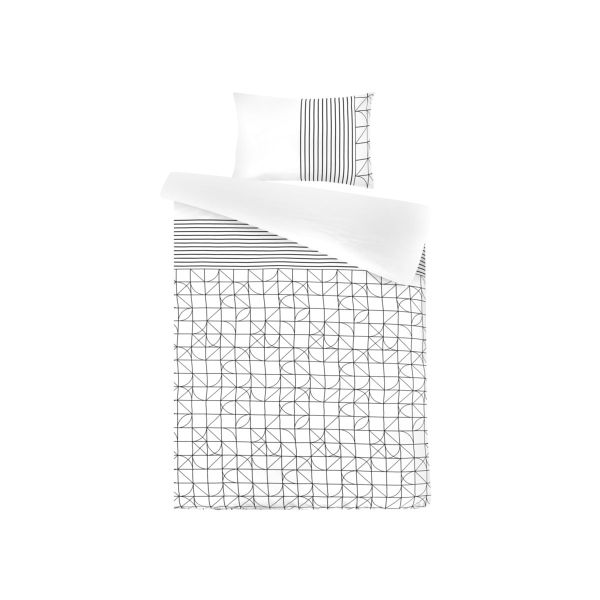 Bettwäsche Kennedy 125-NL Weiß / Schwarz 140cm x 240cm